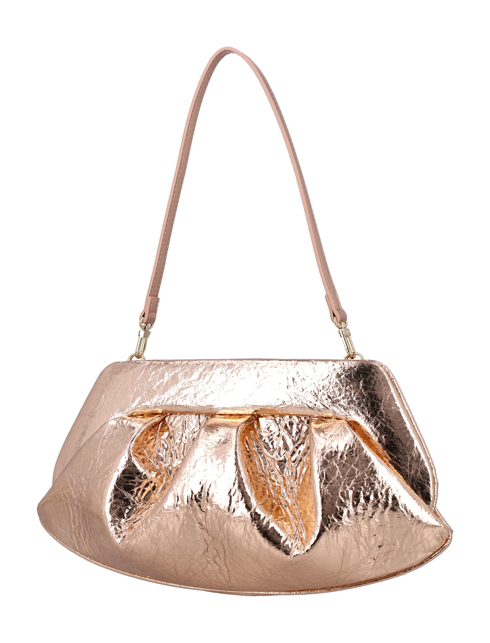 Themoirè Shiny Texture Top Handle Bag In Rose Gold