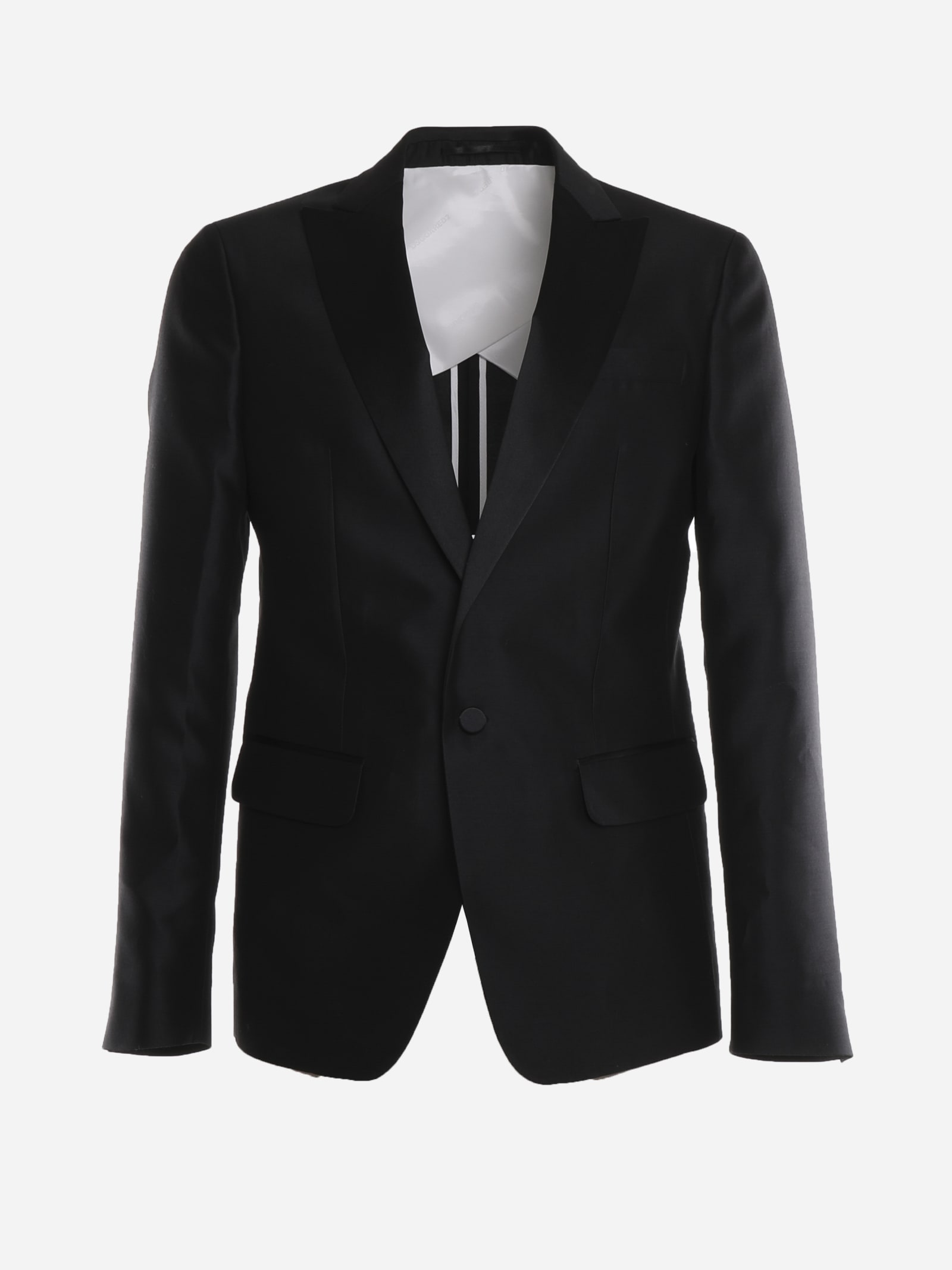 Dsquared2 Black Suit In Silk Blend Wool