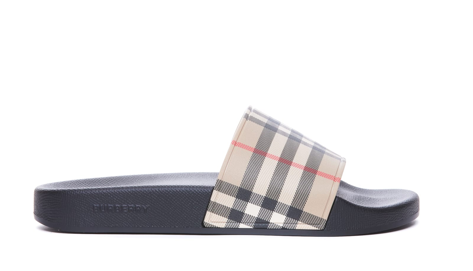 Shop Burberry Check Sandals In Beige