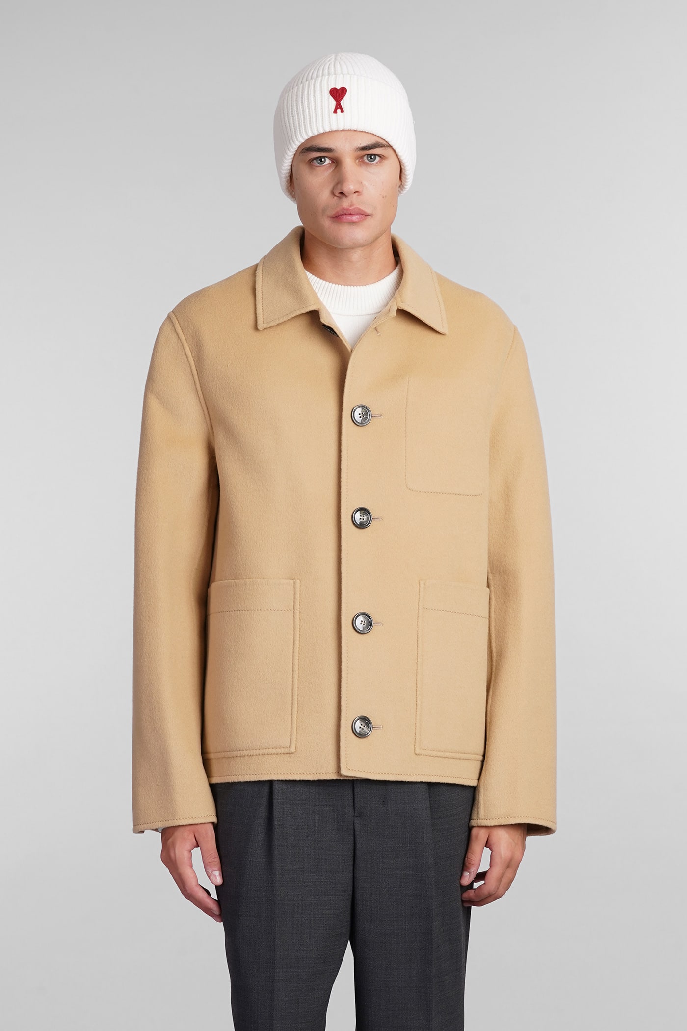 Casual Jacket In Beige Wool