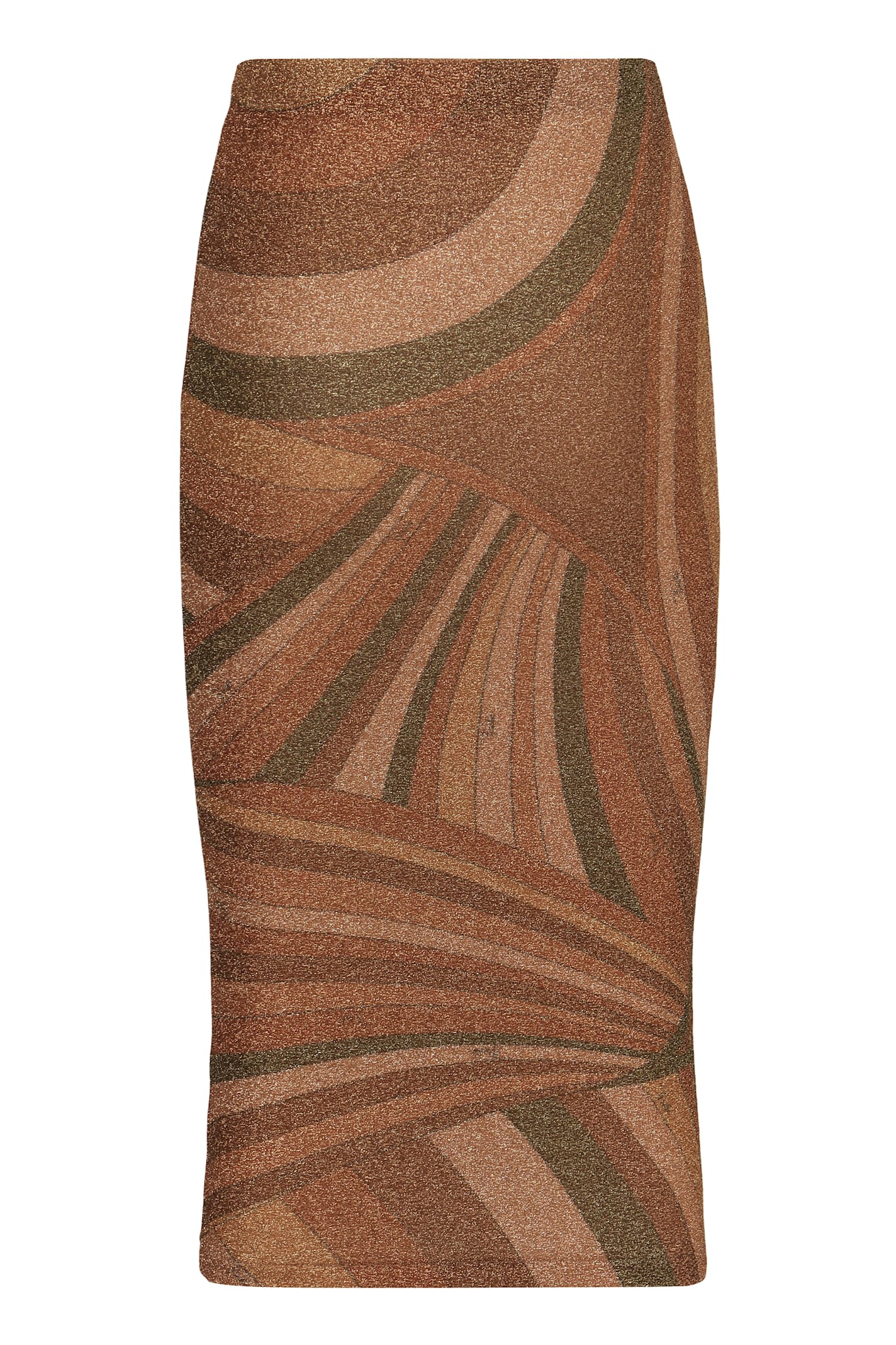 Pucci Gonna Midi In Jersey Lamé In Brown