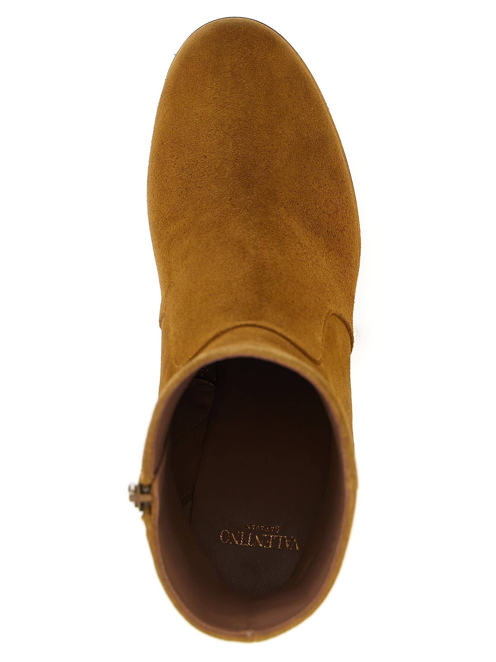 Valentino 90mm Fawcette Platform Vlogo Signature Ankle Boots In Brown