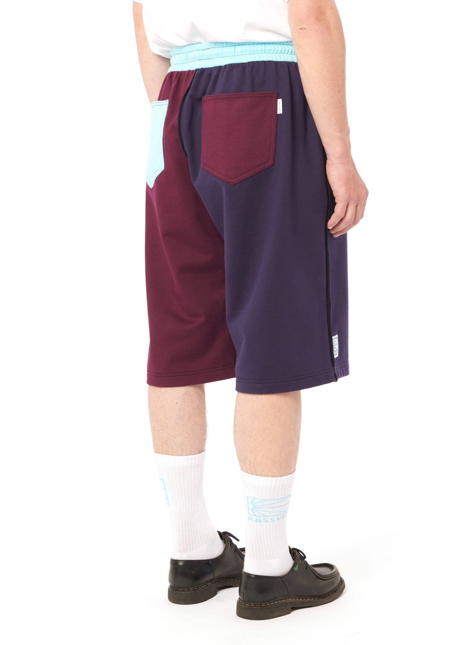Paccbet Patchwork Detailed Drawstring Waist Shorts In Navy