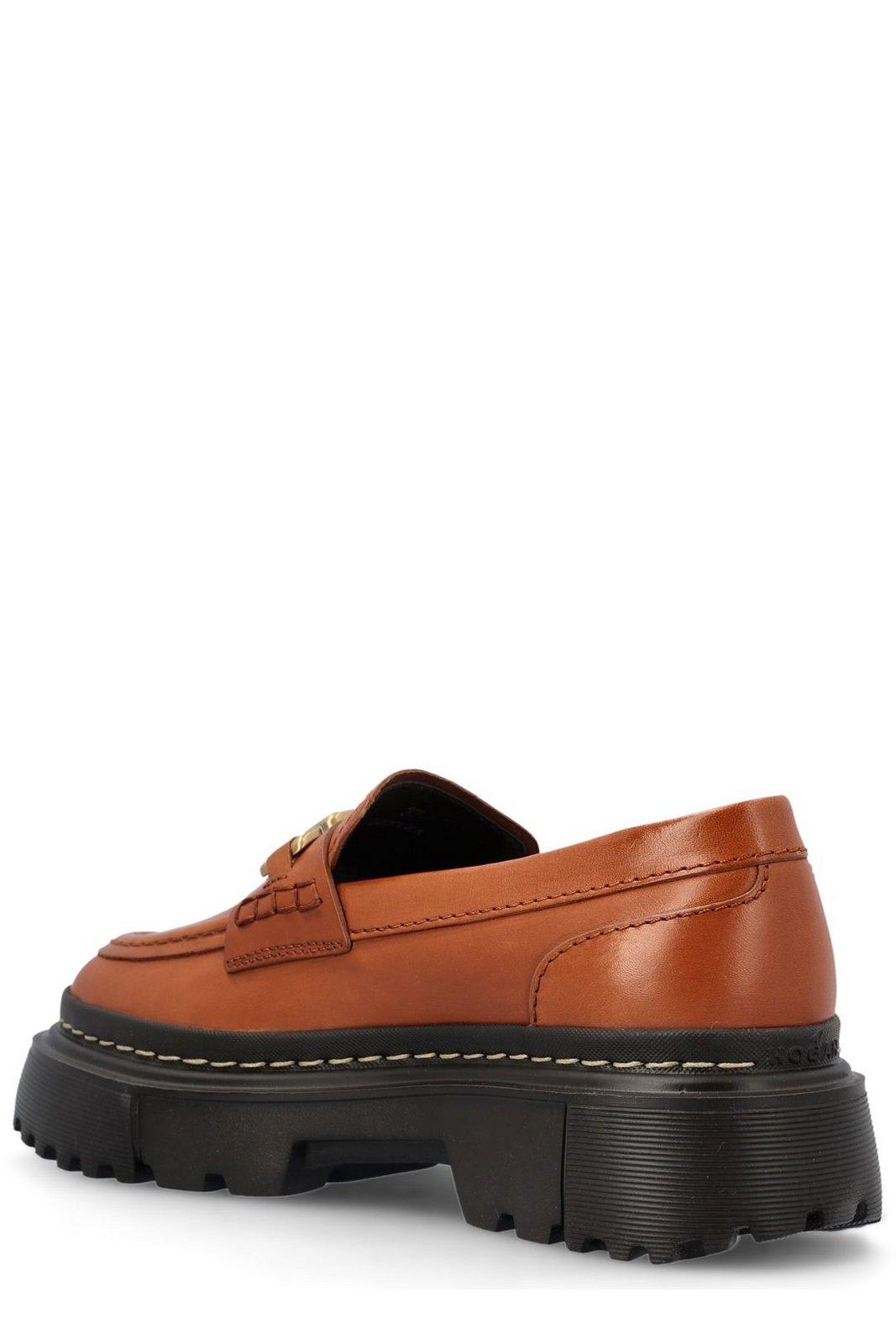 Shop Hogan H619 Slip-on Loafers  In Luggage