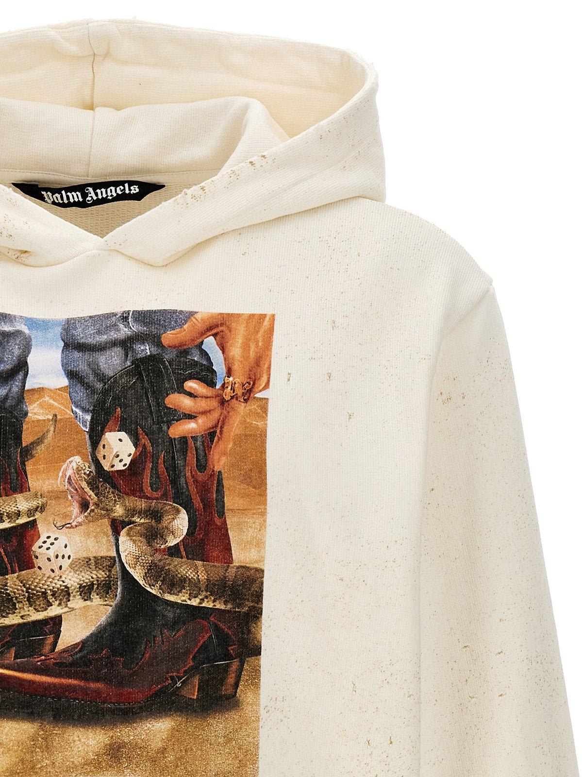 Shop Palm Angels Graphic Printed Hoodie In White