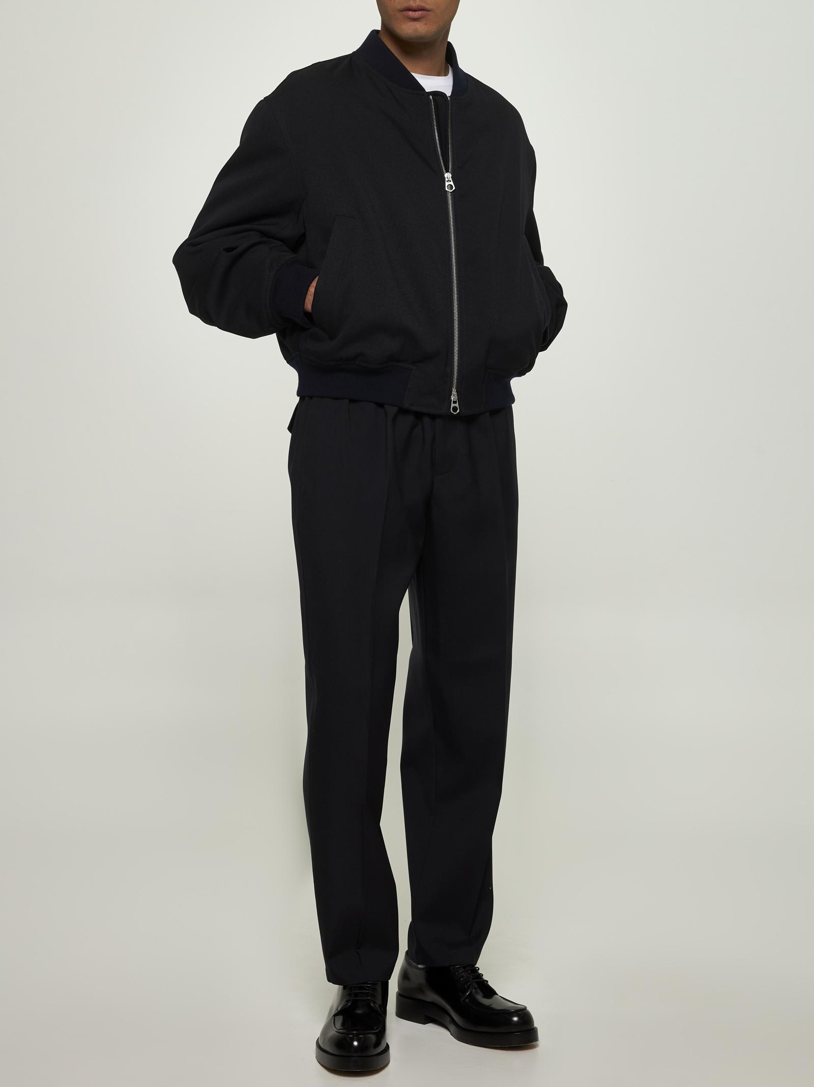 Jil Sander Navy Padded Bomber Jacket In Blue