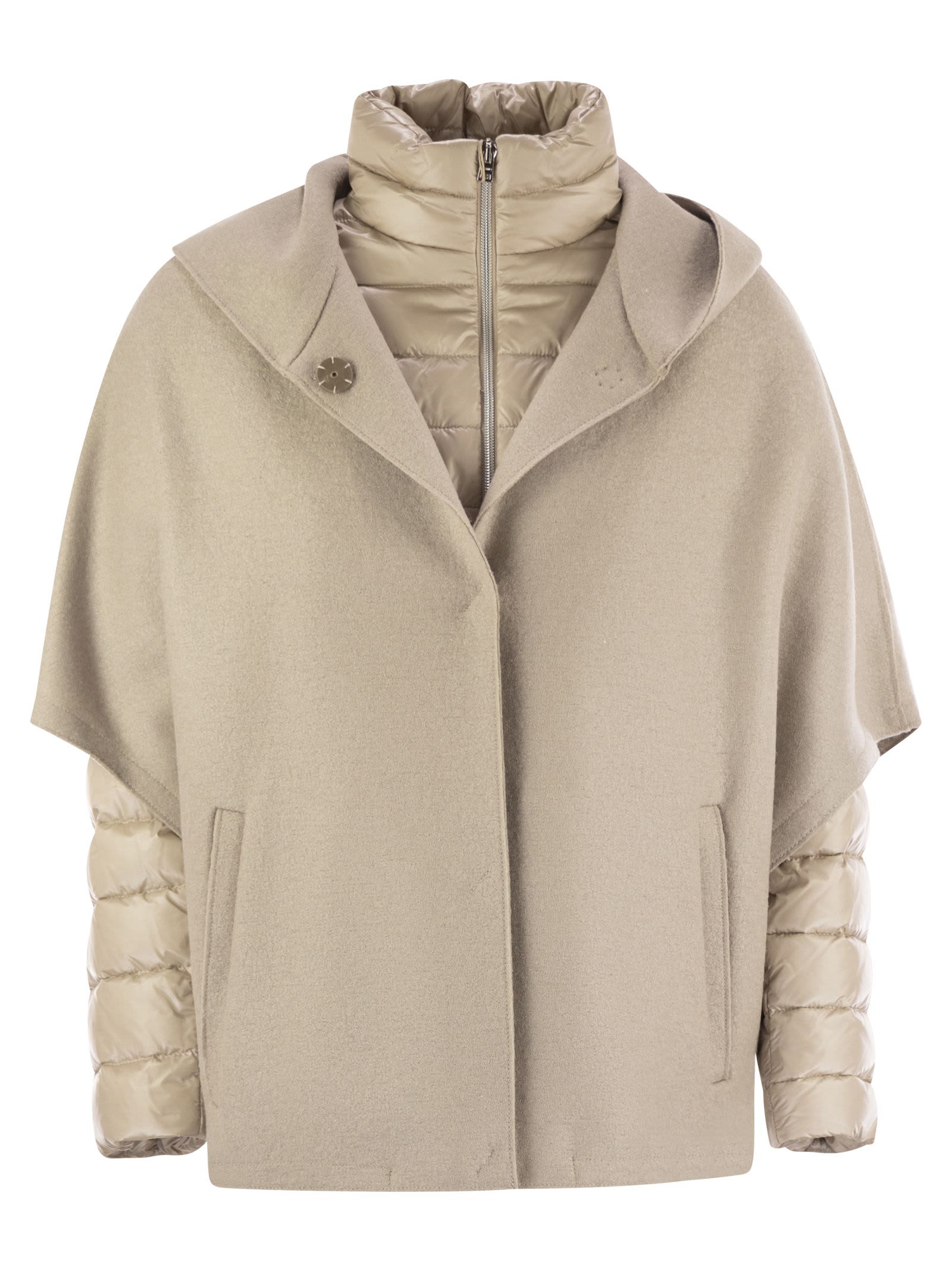 Herno Women Resort Hood In Ultralight Wool And Nylon In White