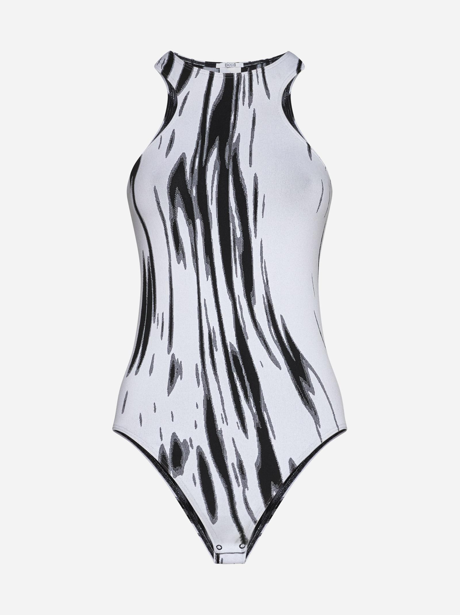 Shop Wolford Paint Brush Print Bodysuit In White
