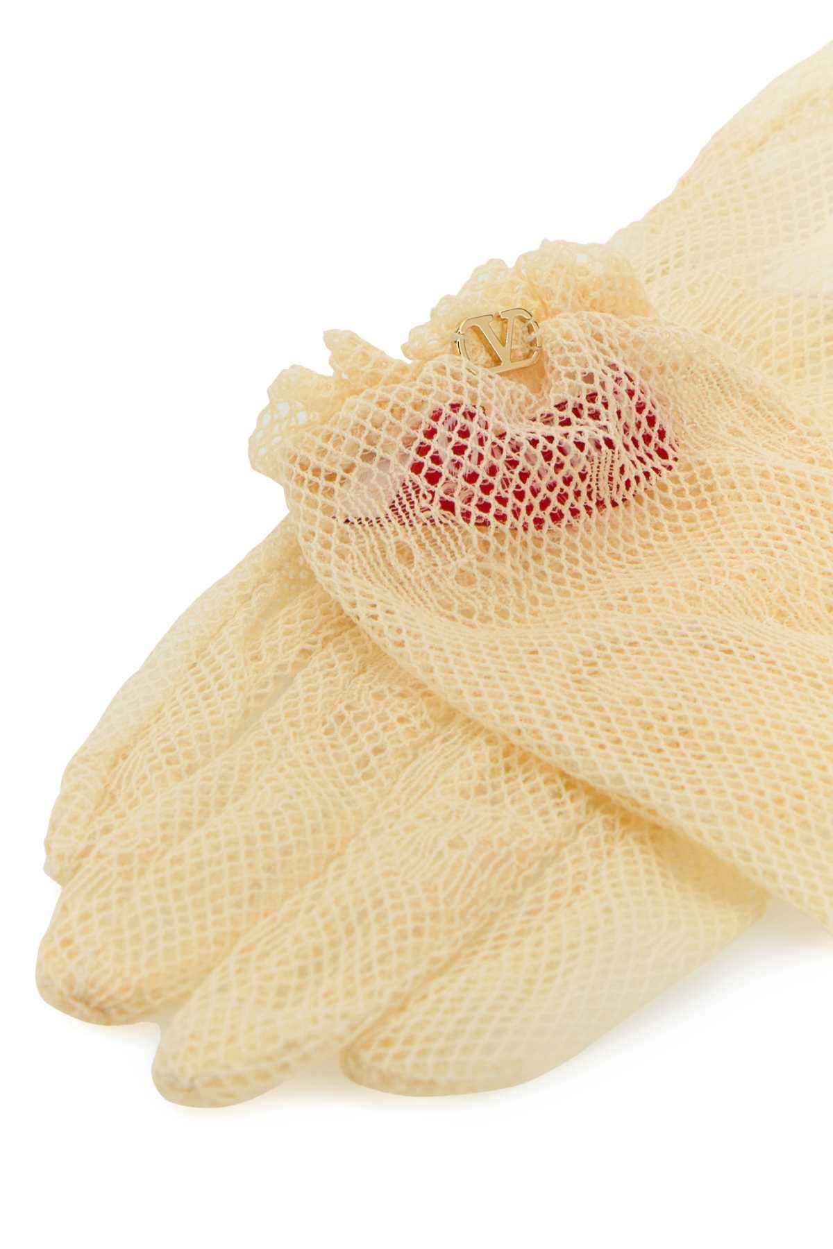 Valentino Cream Mesh Gloves
