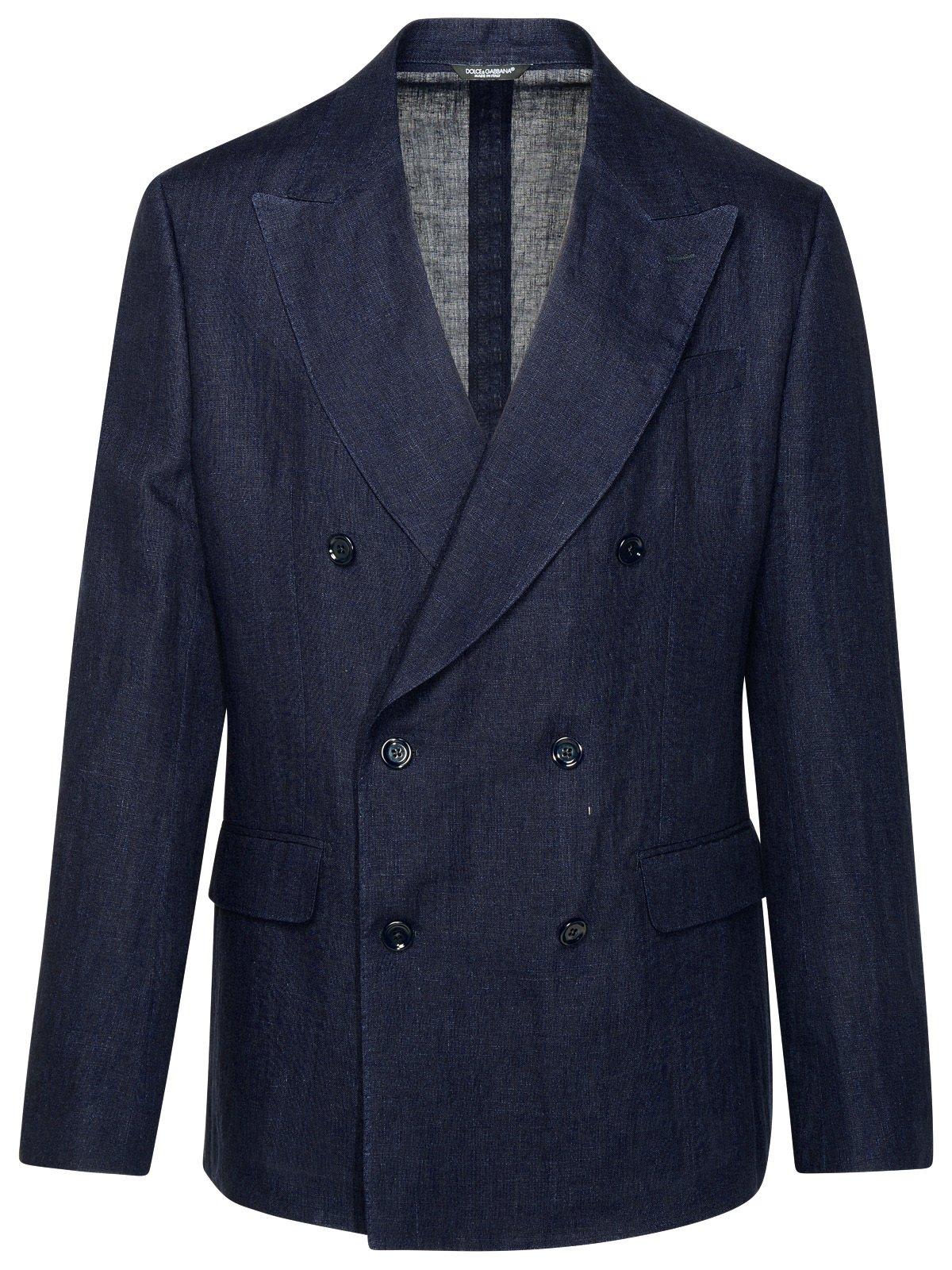 Shop Dolce & Gabbana Double-breasted Tailored Blazer In Blue
