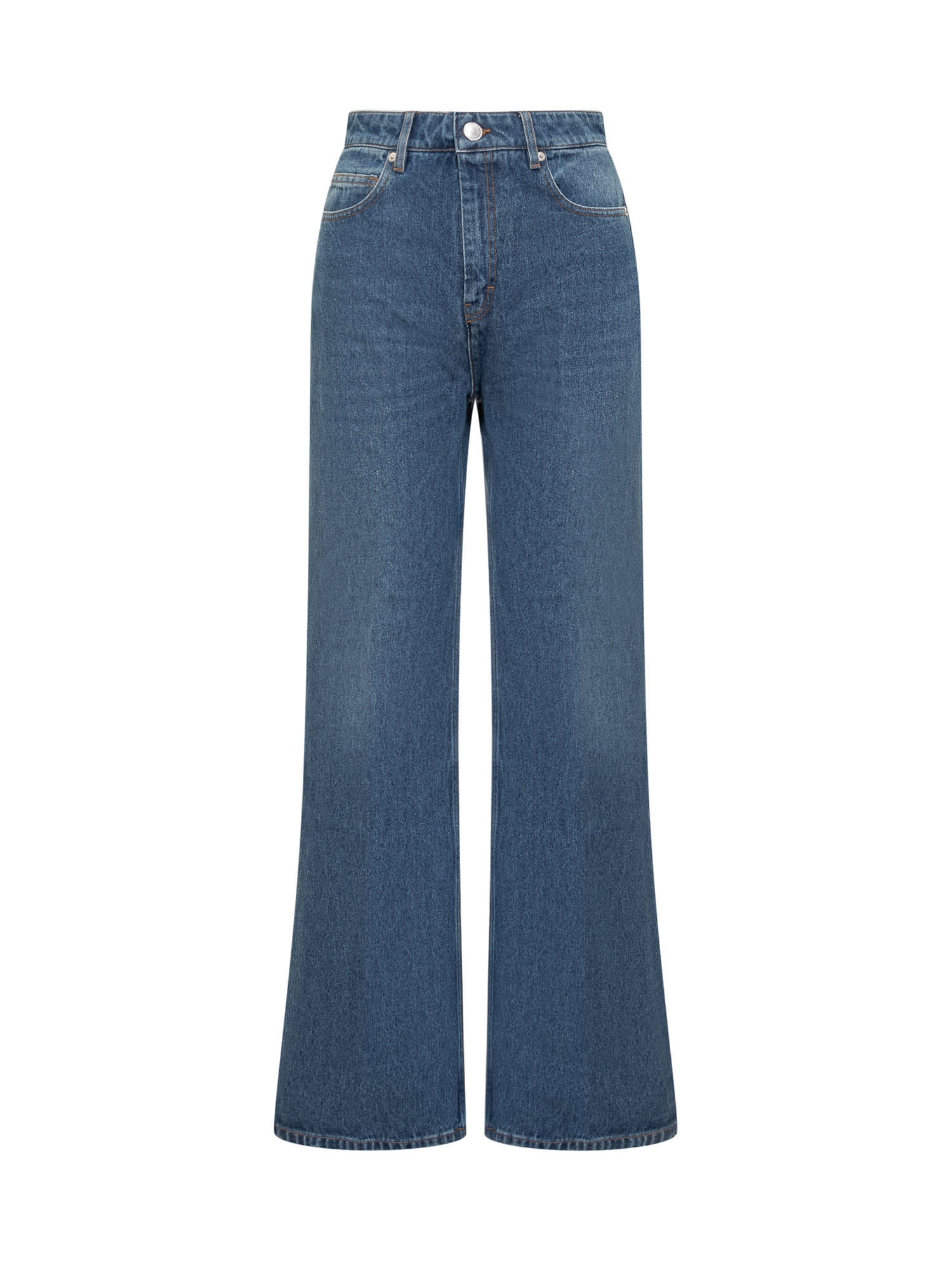 Shop Ami Alexandre Mattiussi Flare Cotton Denim Jeans In Used Blue