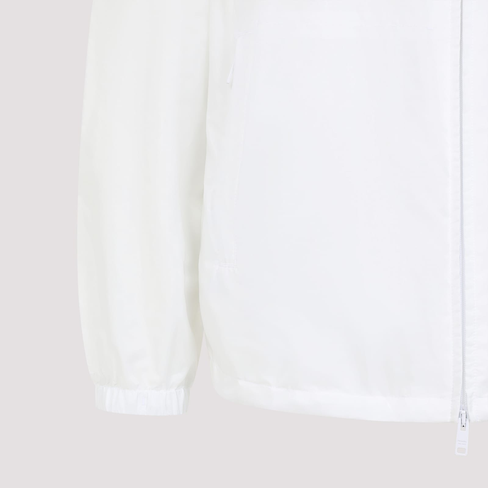 Prada White Lightweight Polyamide Jacket With Hood In White