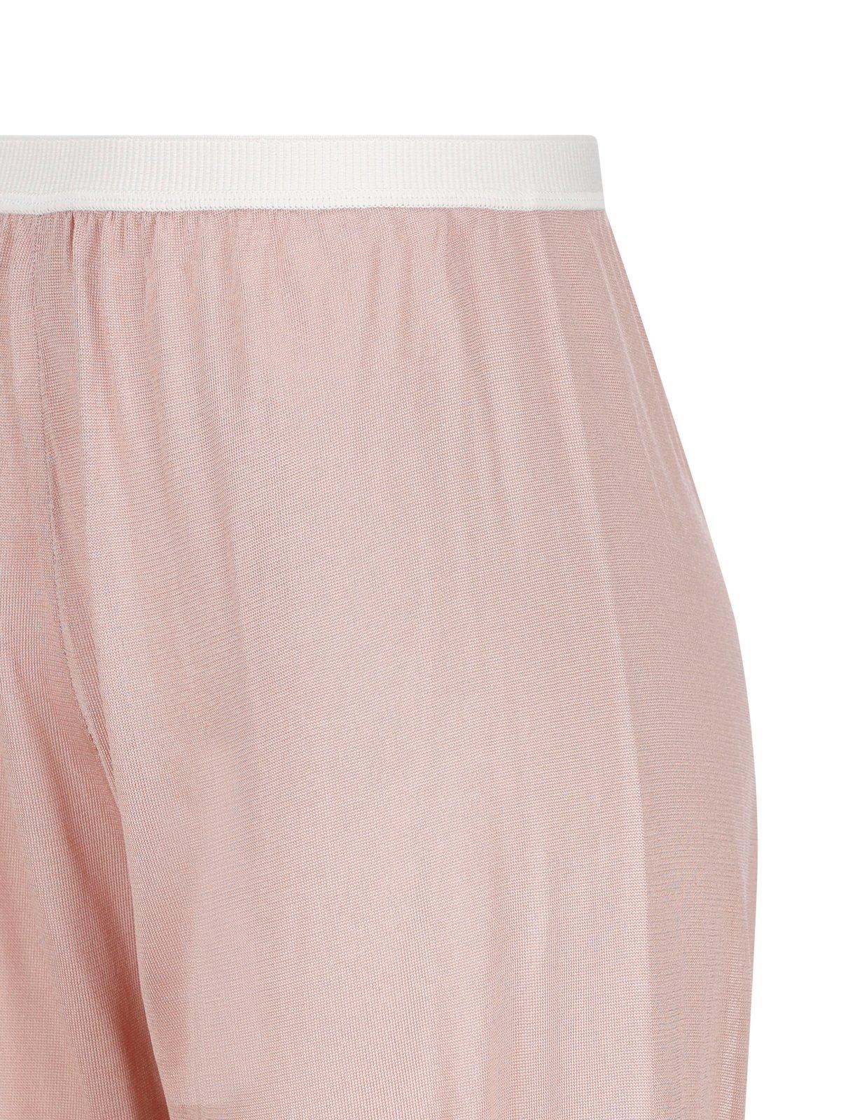 Shop Maison Margiela Semi-sheer Wide Leg Trousers In Rose