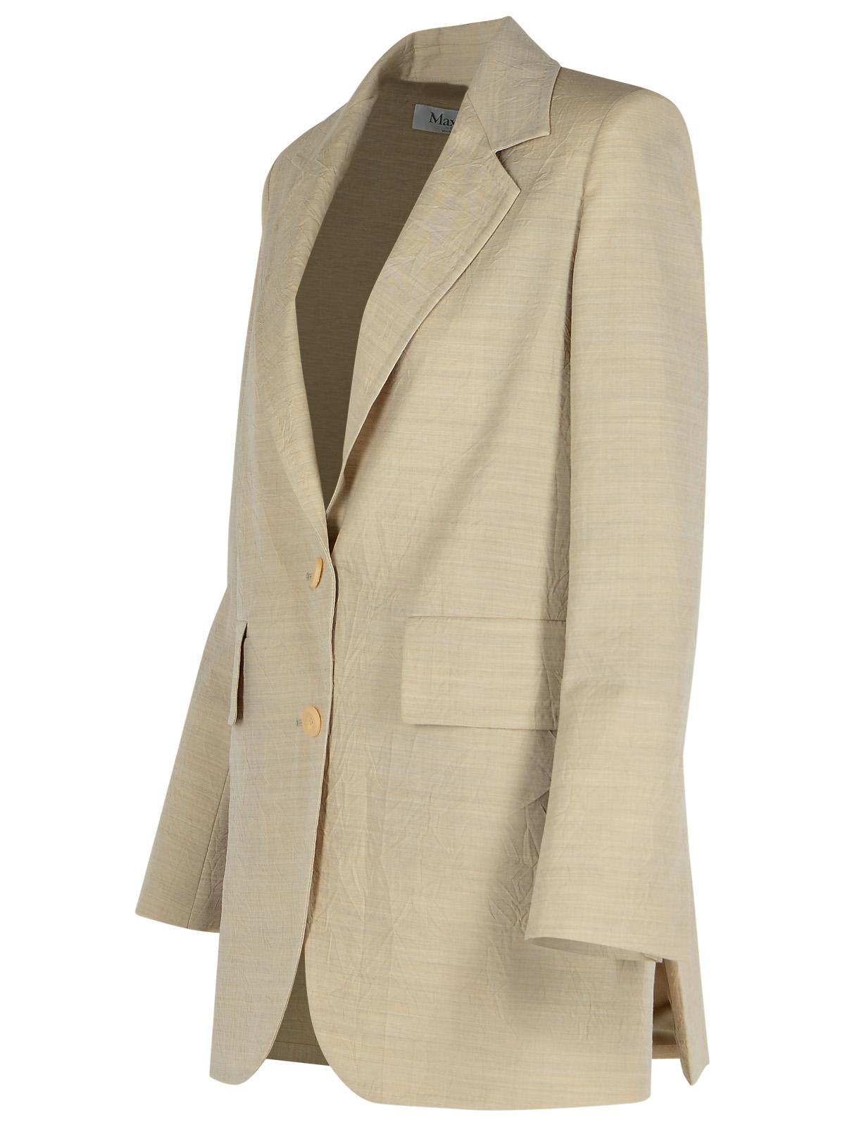 Max Mara Longline Textured Wool Jacket With Rear Vents
