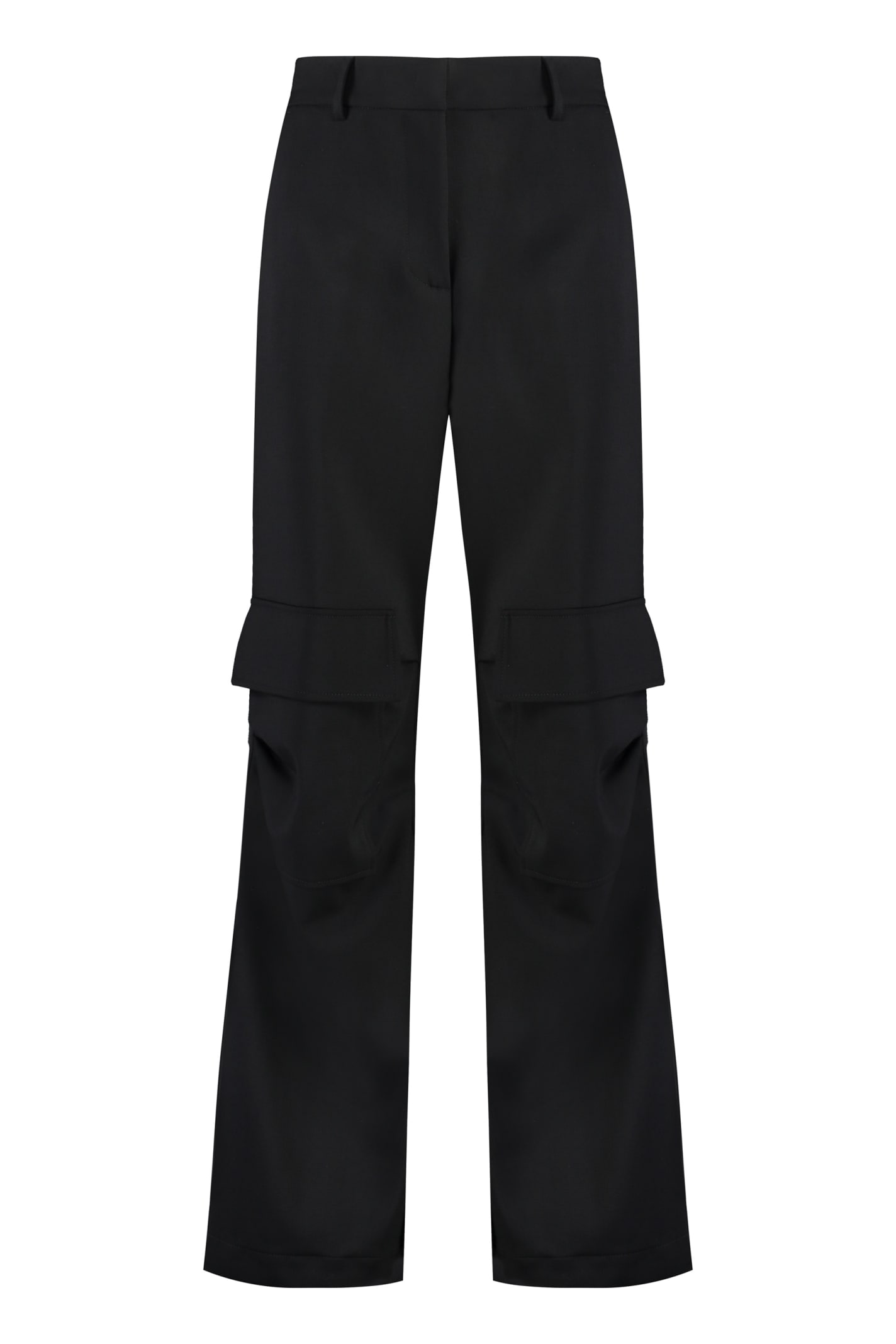 Shop P.a.r.o.s.h Liliux Wool Cargo Trousers In Black