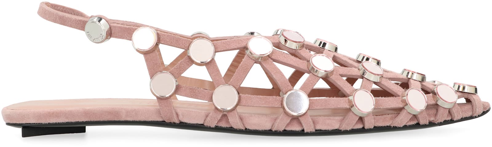 Attico Suede Flats With Open Design And Studs In Pink