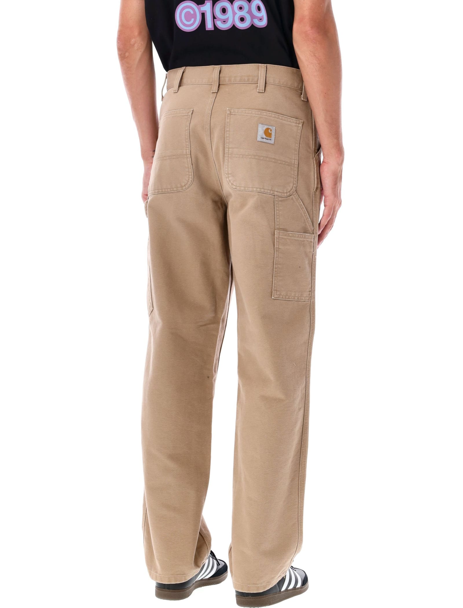 Carhartt Og Single Knee Printed Straight-leg Organic Cotton-canvas Trousers In Neutral