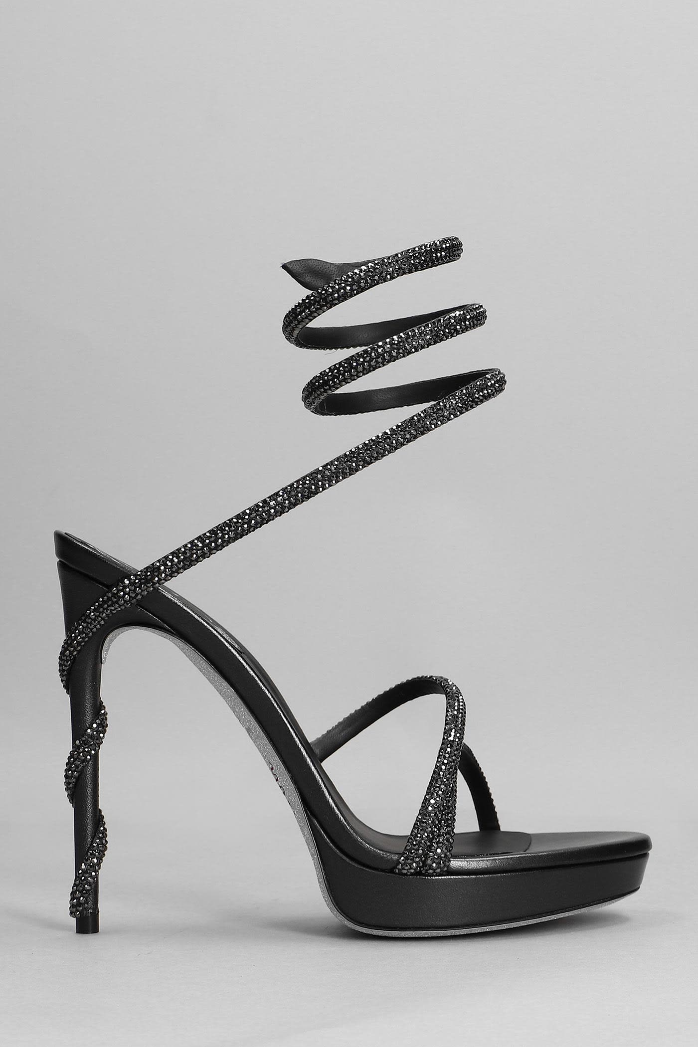 René Caovilla Sandals In Black Leather