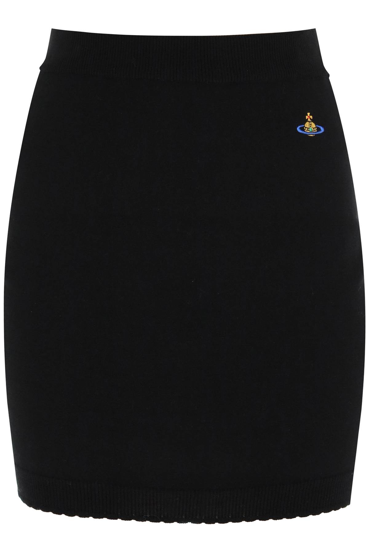 Vivienne Westwood Bea Logo Cotton Knit Mini Skirt In Black (black)