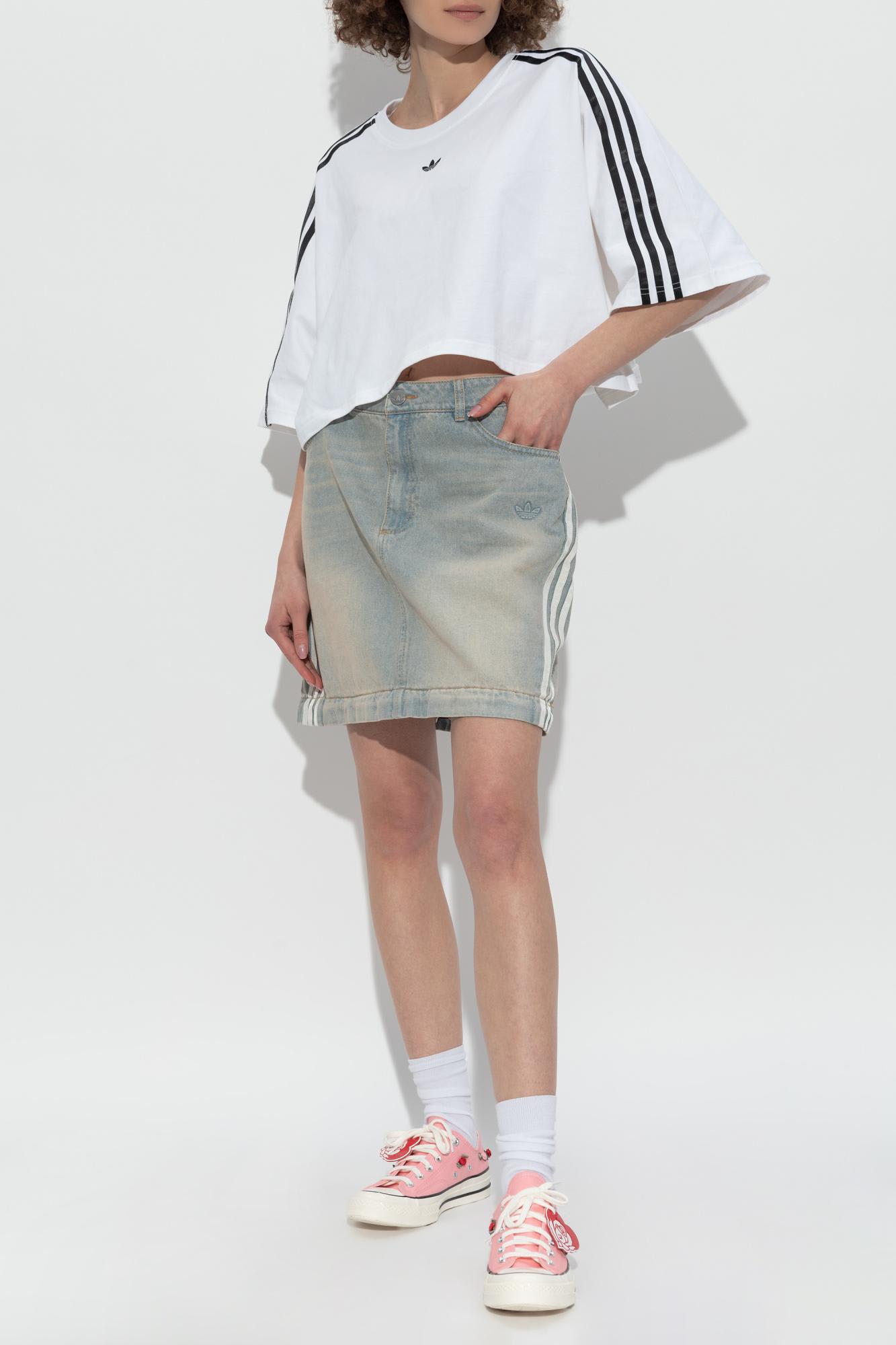Adidas Originals Adidas Adjustable Five-pocket Denim Skirt With Signature Side Stripes