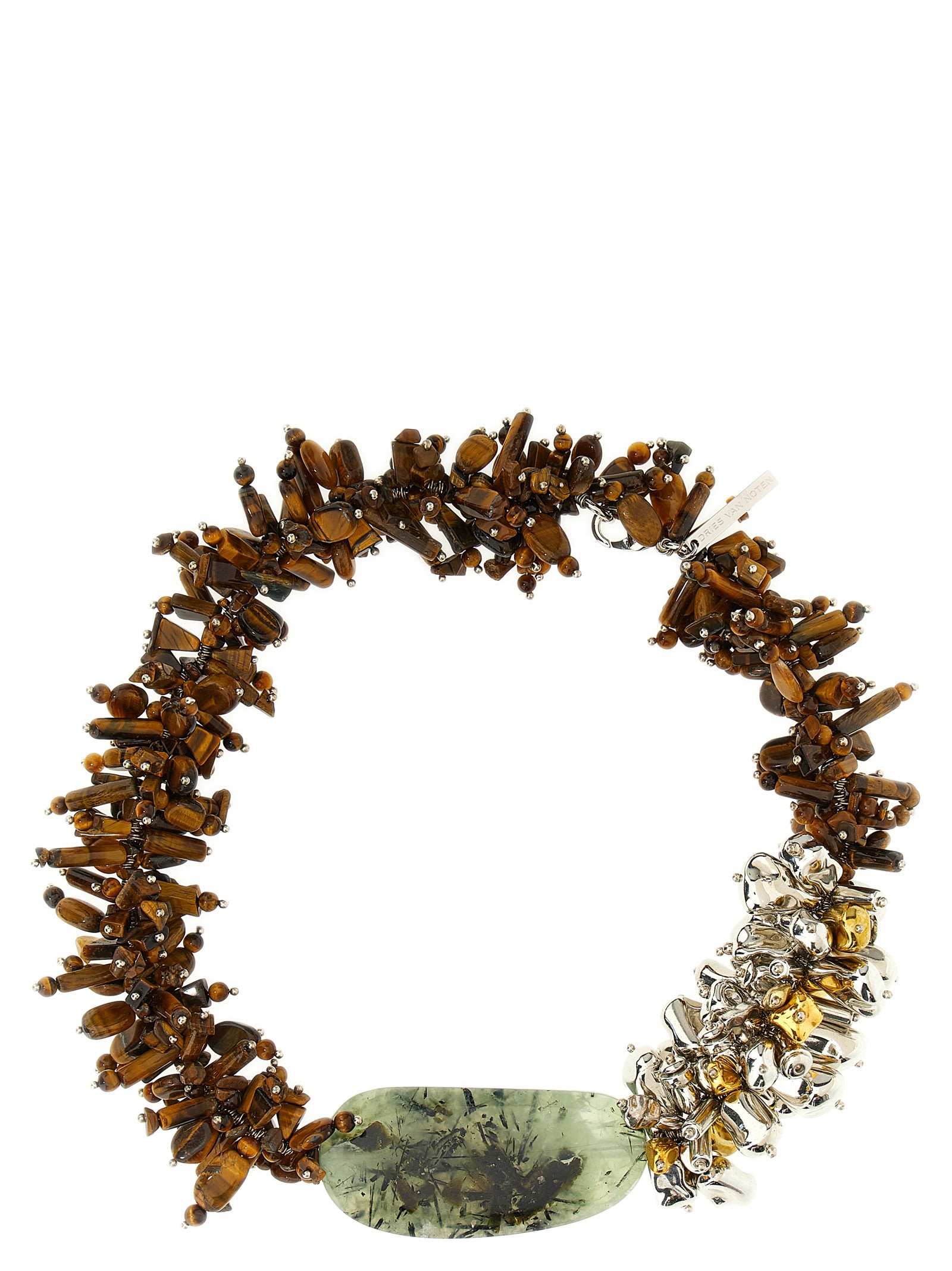Dries Van Noten Chunky Beaded Necklace Metal Accents In Multi