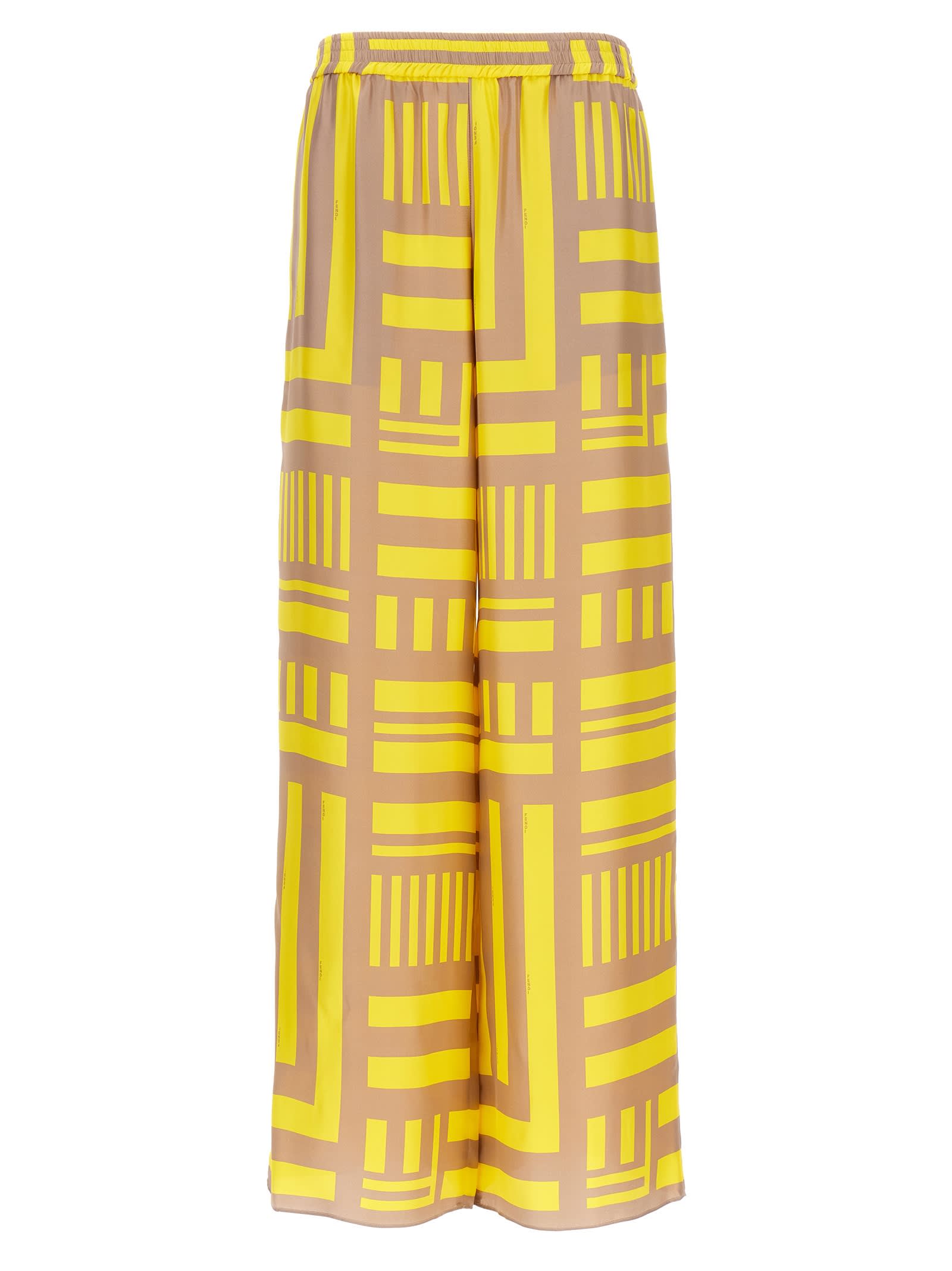 Shop Fendi Labyrinth Pants In Yellow