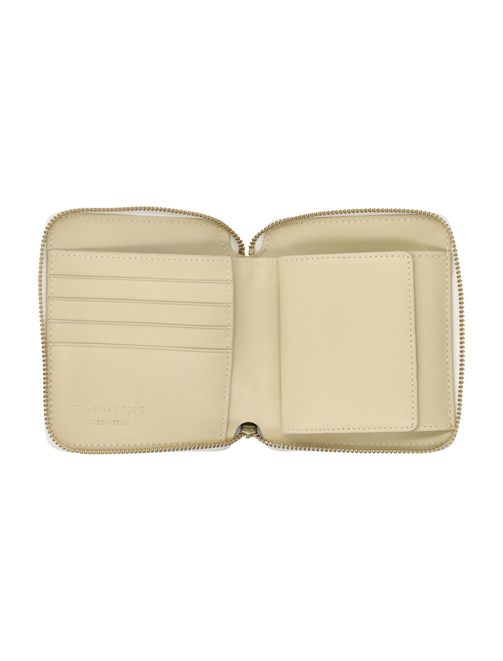 Comme Des Garçons Vertical Zip Around Wallet In Ecru
