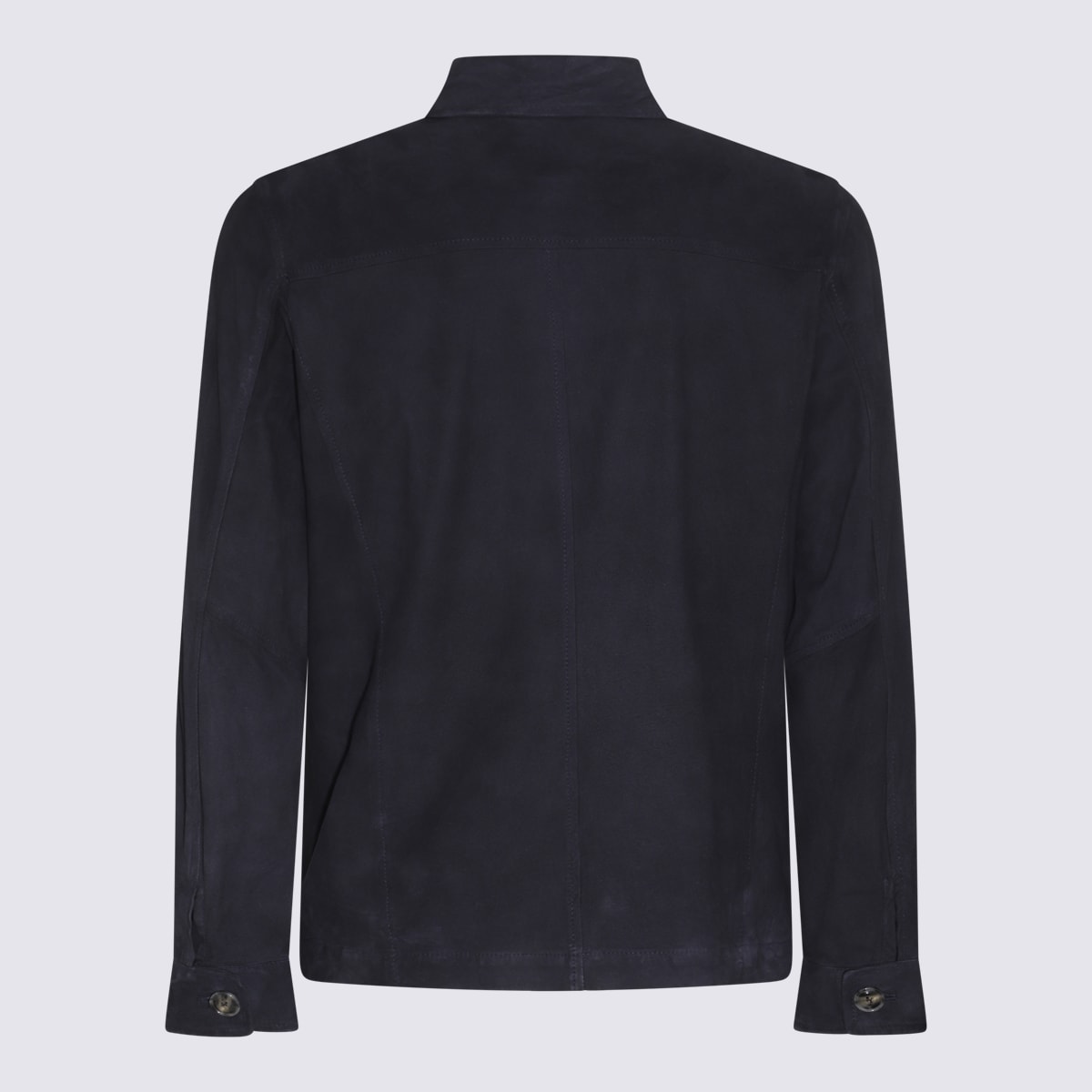 Barba Napoli Dark Blue Leather Jacket In C359