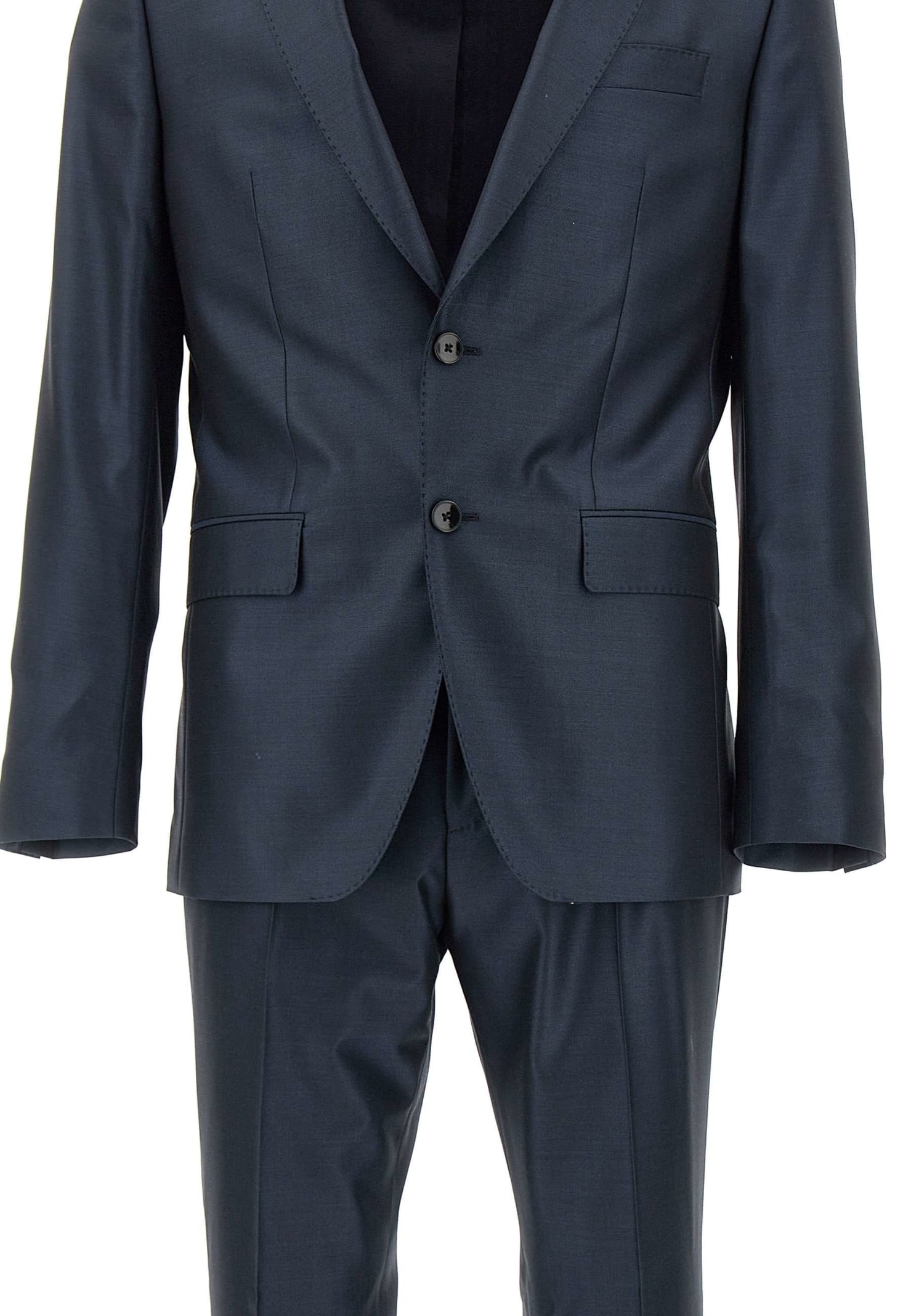 Shop Hugo Boss Fresh Wool And Silk Two-piece Suit In Blue