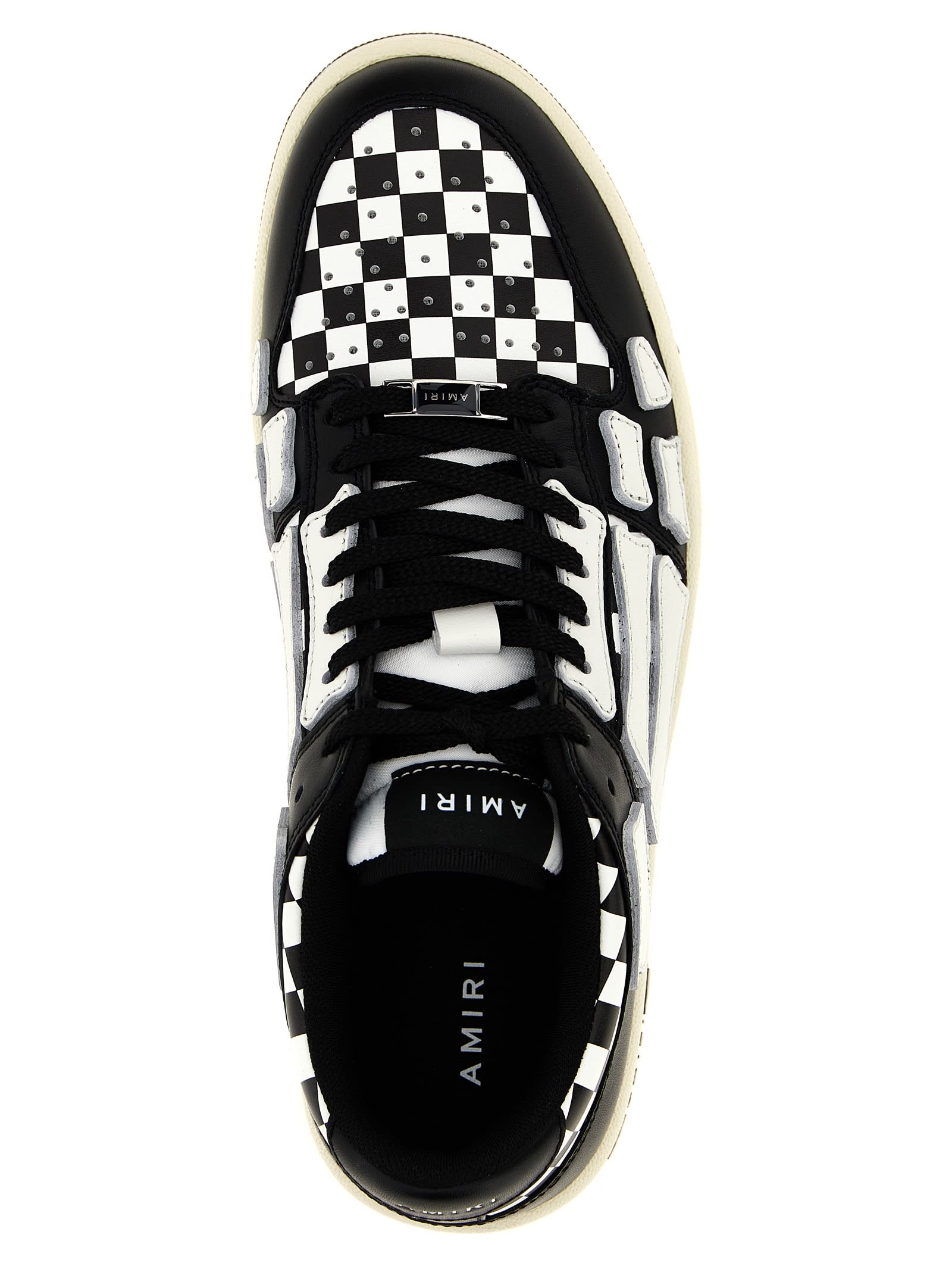 Shop Amiri Checkered Skel Top Low Sneakers In Black