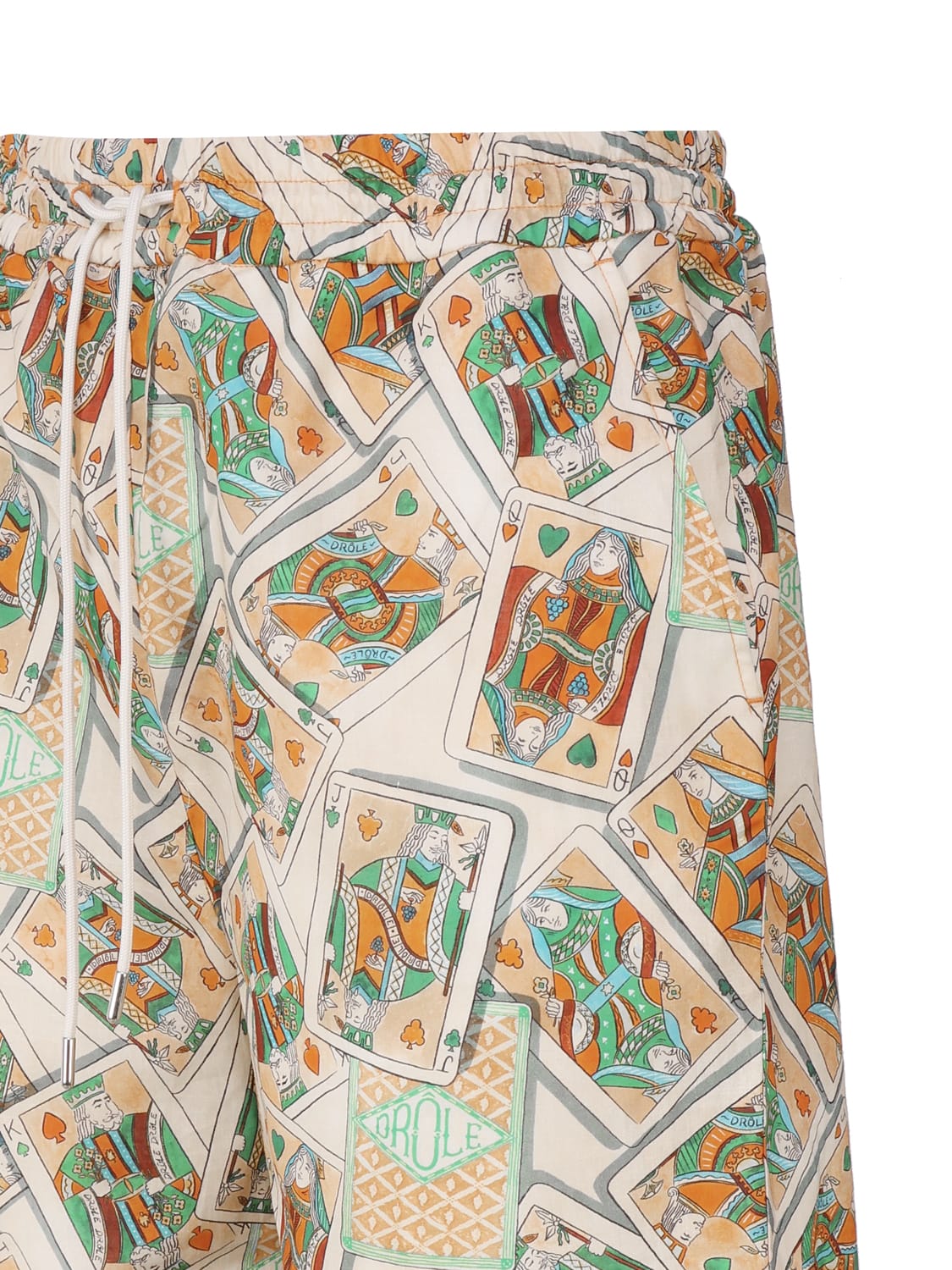 Shop Drôle De Monsieur Jeu De Cartes Linen And Cotton Blend Bermuda Shorts In Multicolour