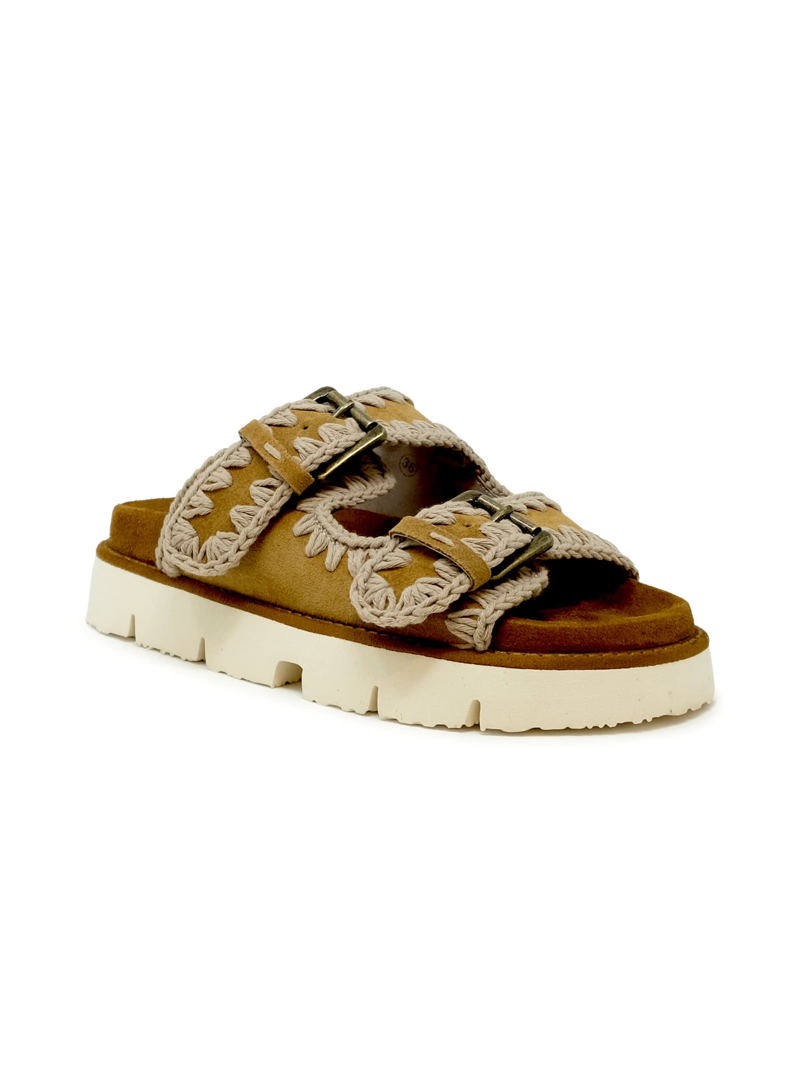MOU MOU SUEDE BIO TWO BUCKLE SANDALS