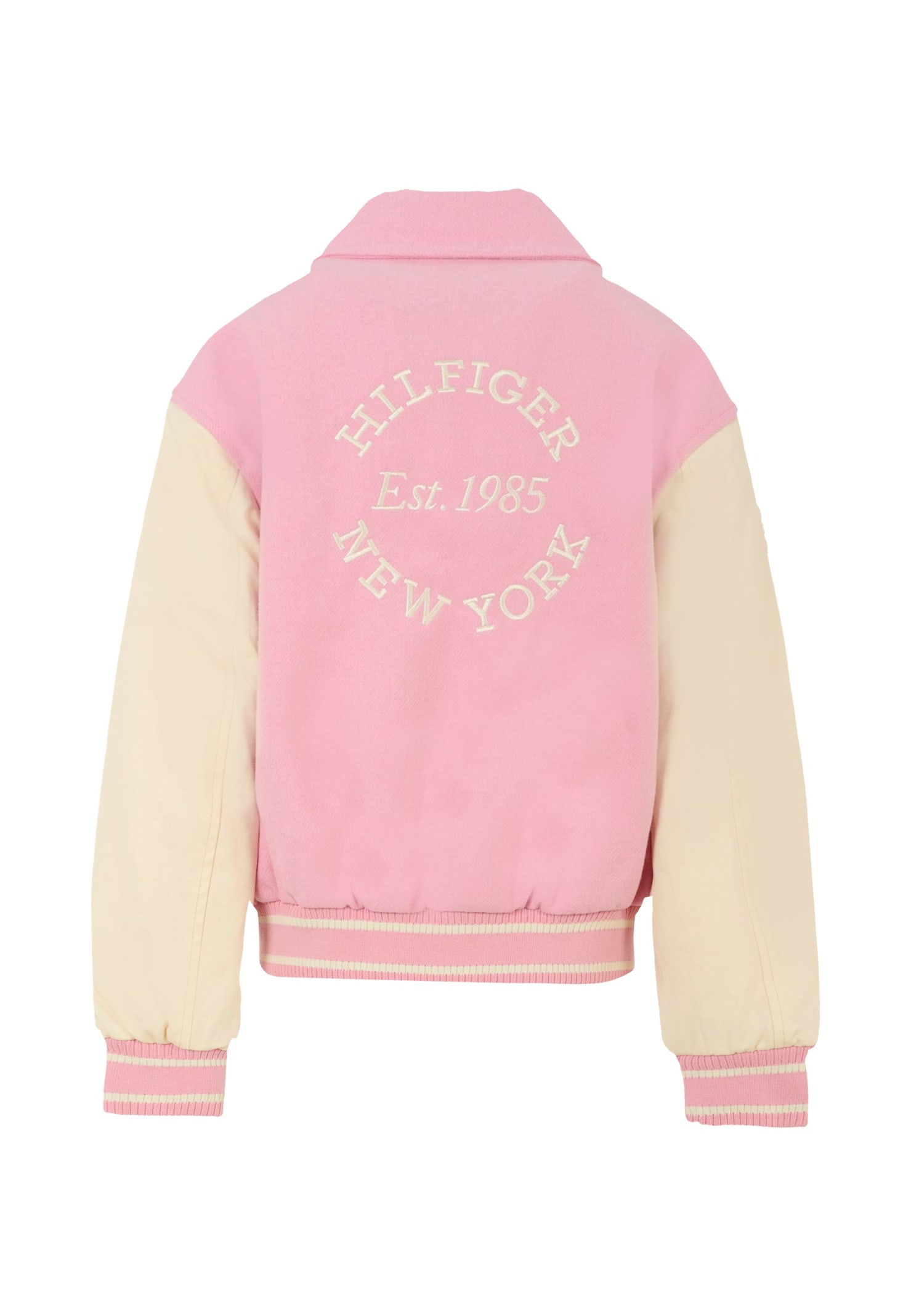Tommy Hilfiger Pink Bomber Jacket For Girl With Logo In Multi