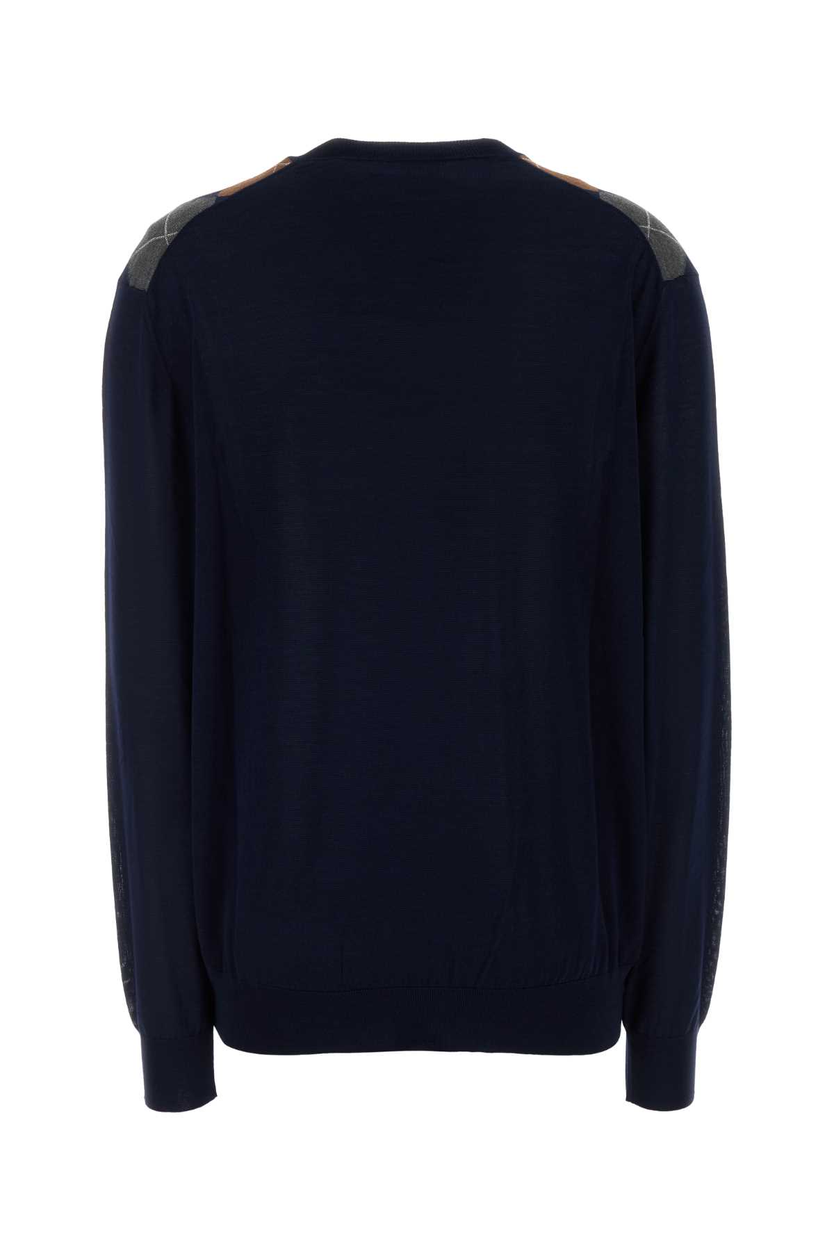 Miu Miu Argyle Pattern Wool Sweater In Black