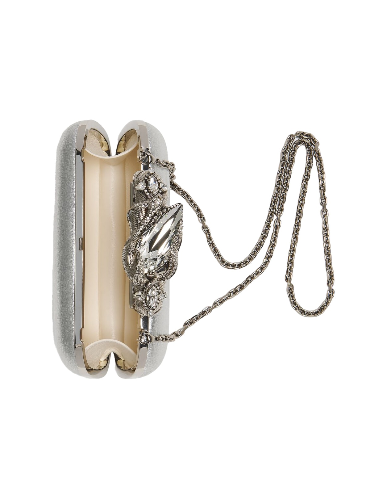 Shop Alexander Mcqueen The Knuckle Snake Clutch In Silver