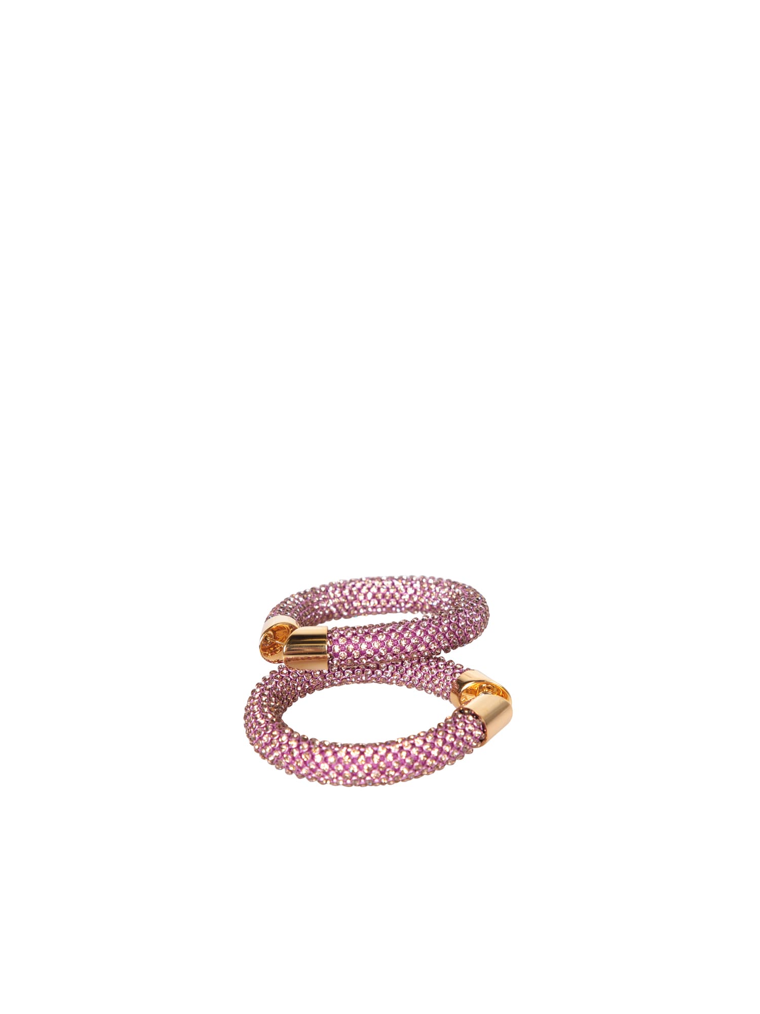 Shop Rabanne Fuchsia Gold Tube Mesh Earrings In Pink