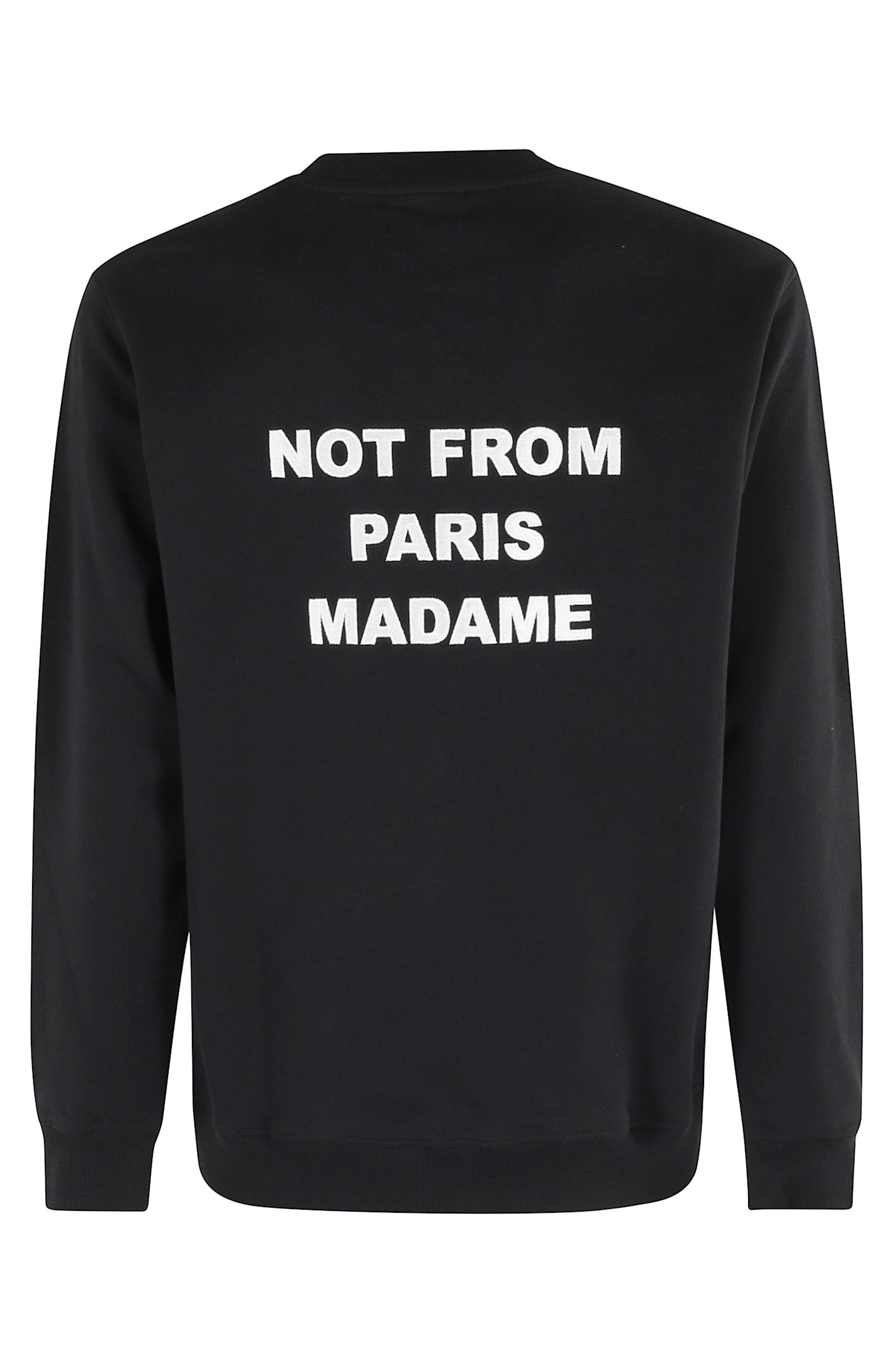 Drôle De Monsieur Black Sweatshirt With Bold Slogan And Elastic Hems In Black