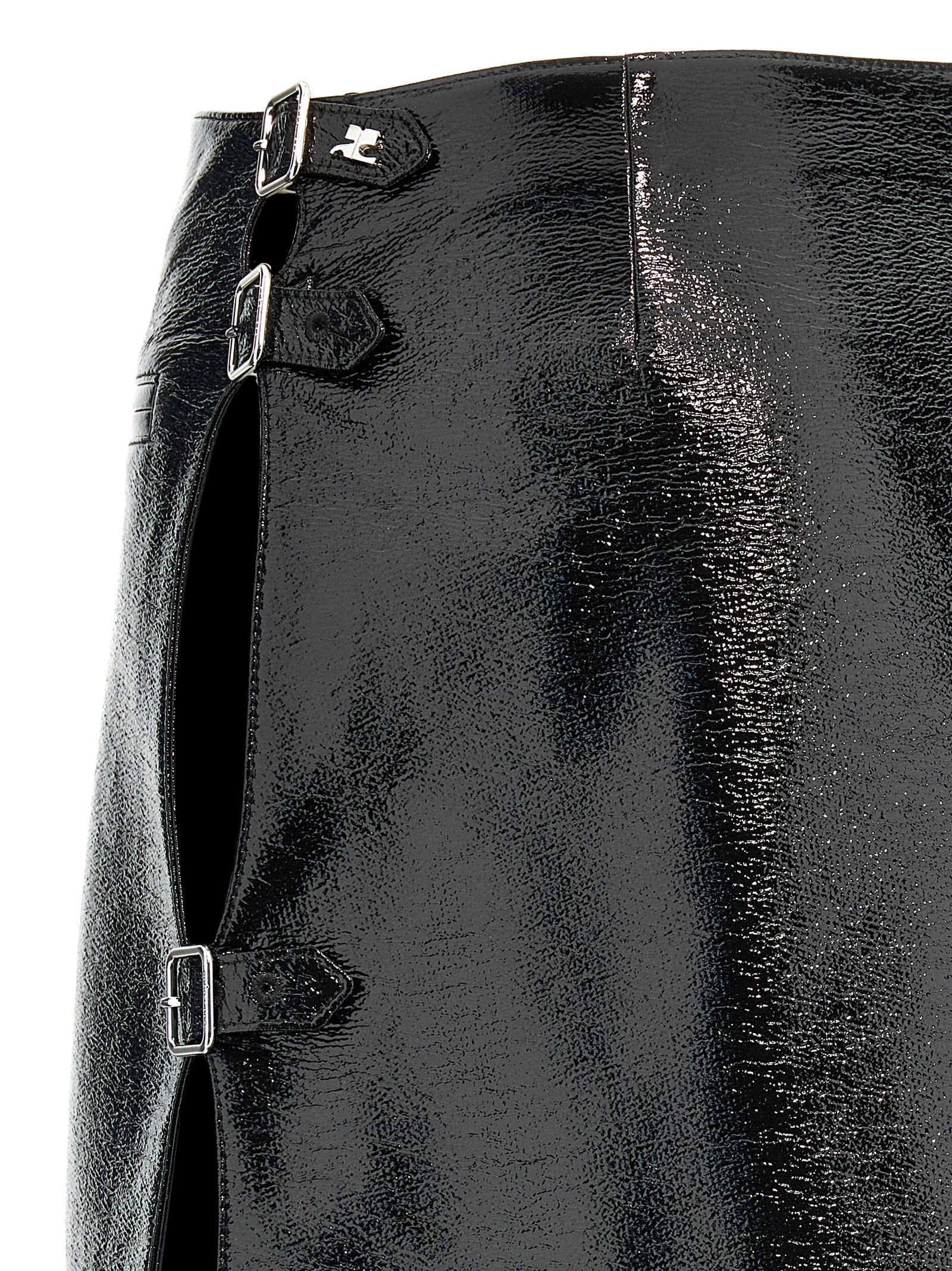 Courrèges Multi Sangle Vynil Mini Skirt In Black