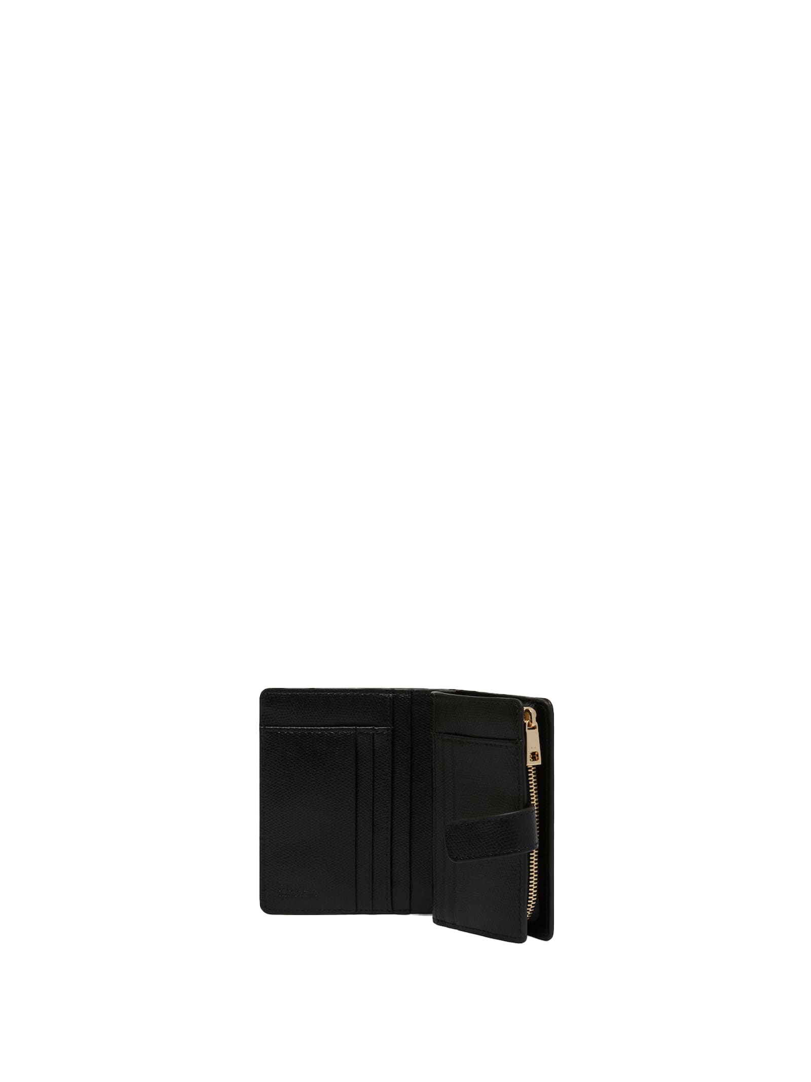 Shop Furla Camelia S Compact Black Leather Wallet In Nero