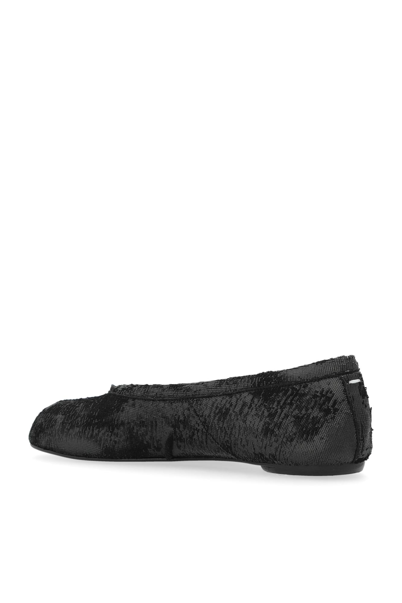 Maison Margiela Tabi Leather Ballerina Flats In Black