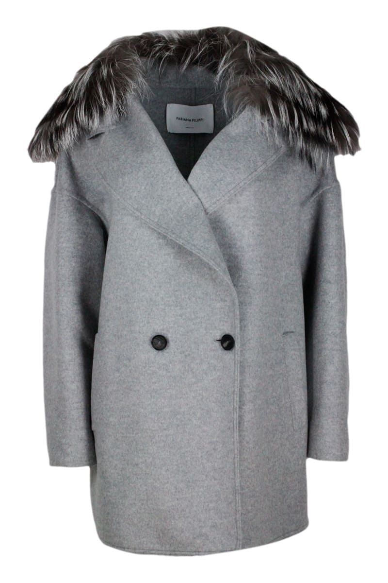 Fabiana Filippi Coat In Soft Wool And Cashmere Yarn With Double-breasted Closure
