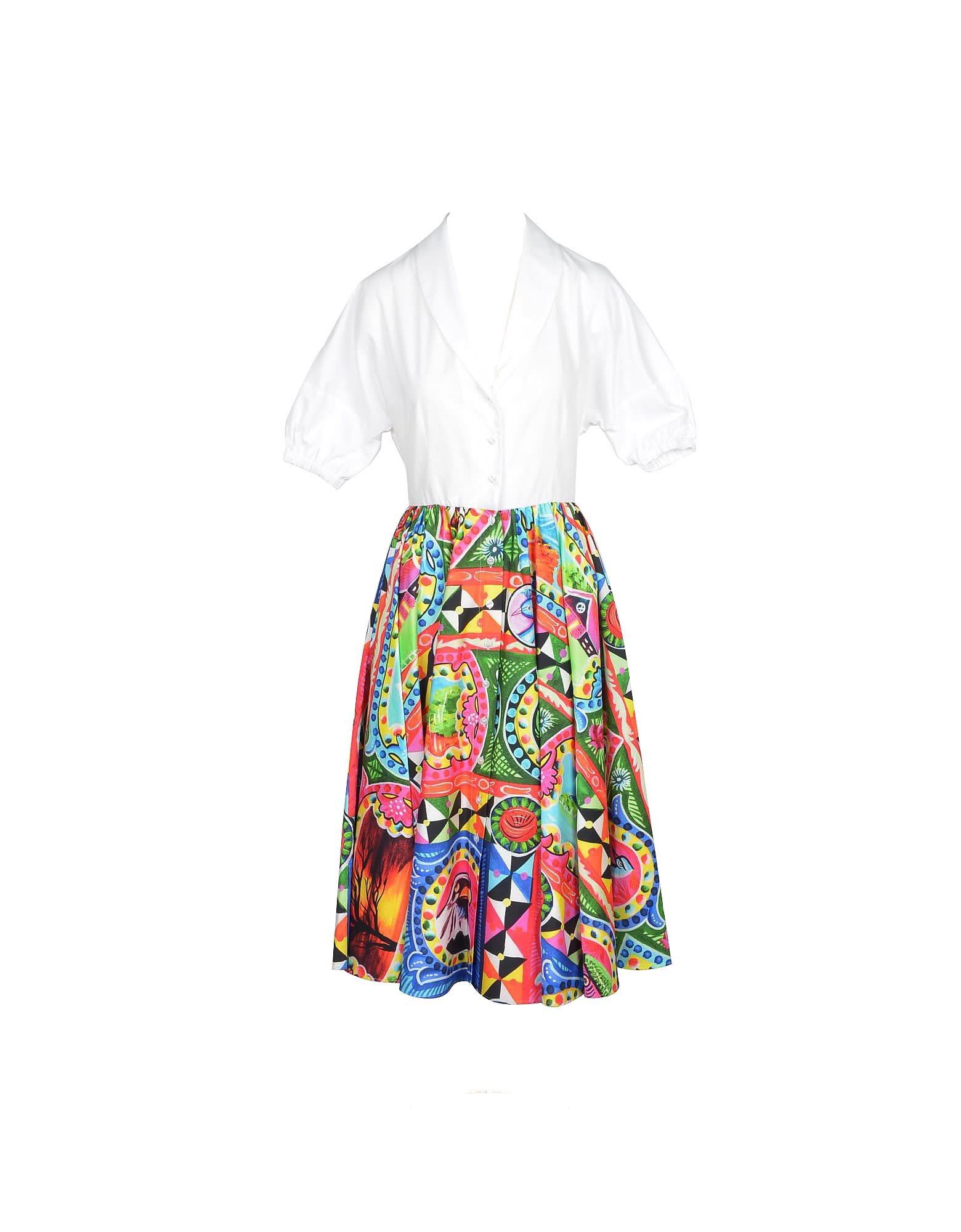 Stella Jean White/allover Print Cotton Midi Dress