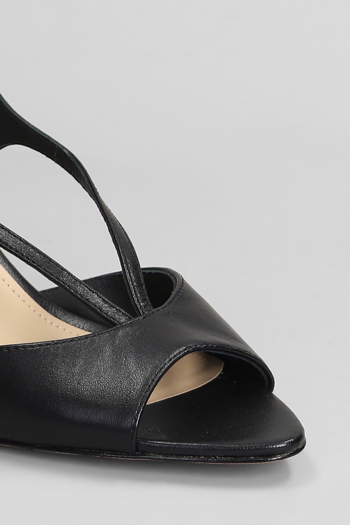 Lola Cruz Streep 65 Sandals In Black Leather In Black