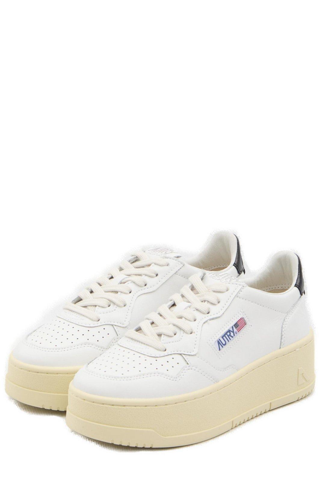 Autry Medalist Logo Embroidered Platform Sneakers In White