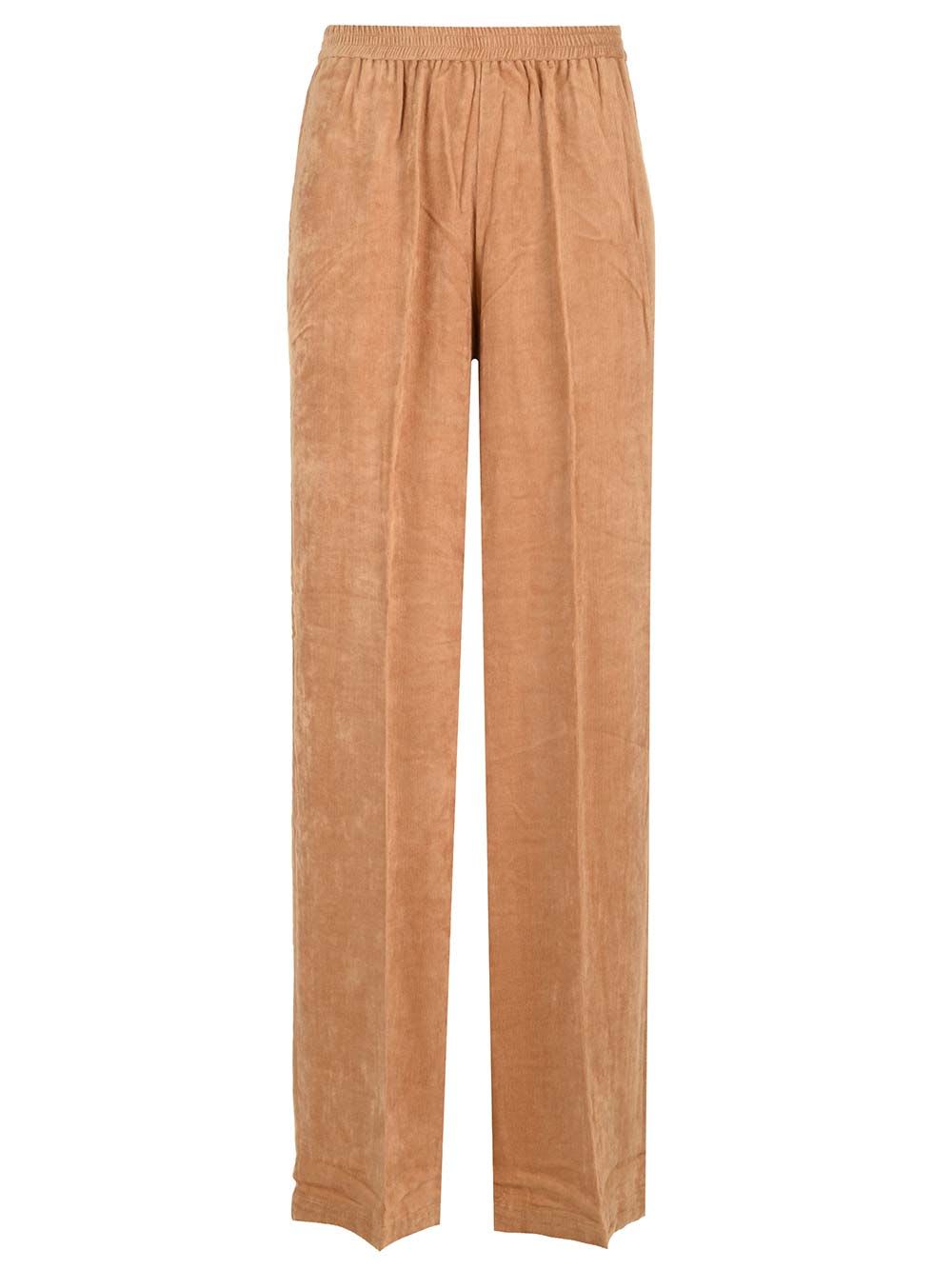 Shop Forte Forte Velvet Wide Leg Pants In Brown