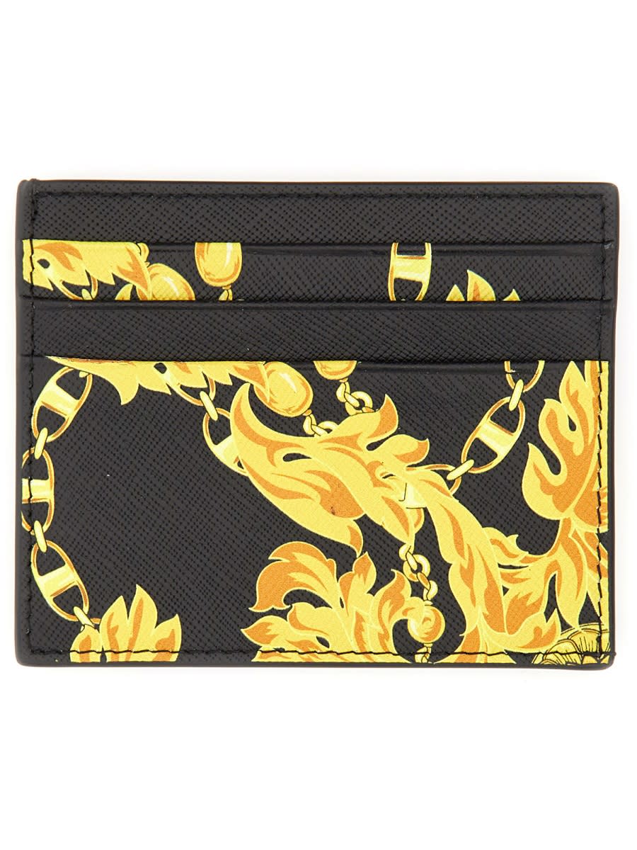 Shop Versace Jeans Couture Leather Card Holder In Black