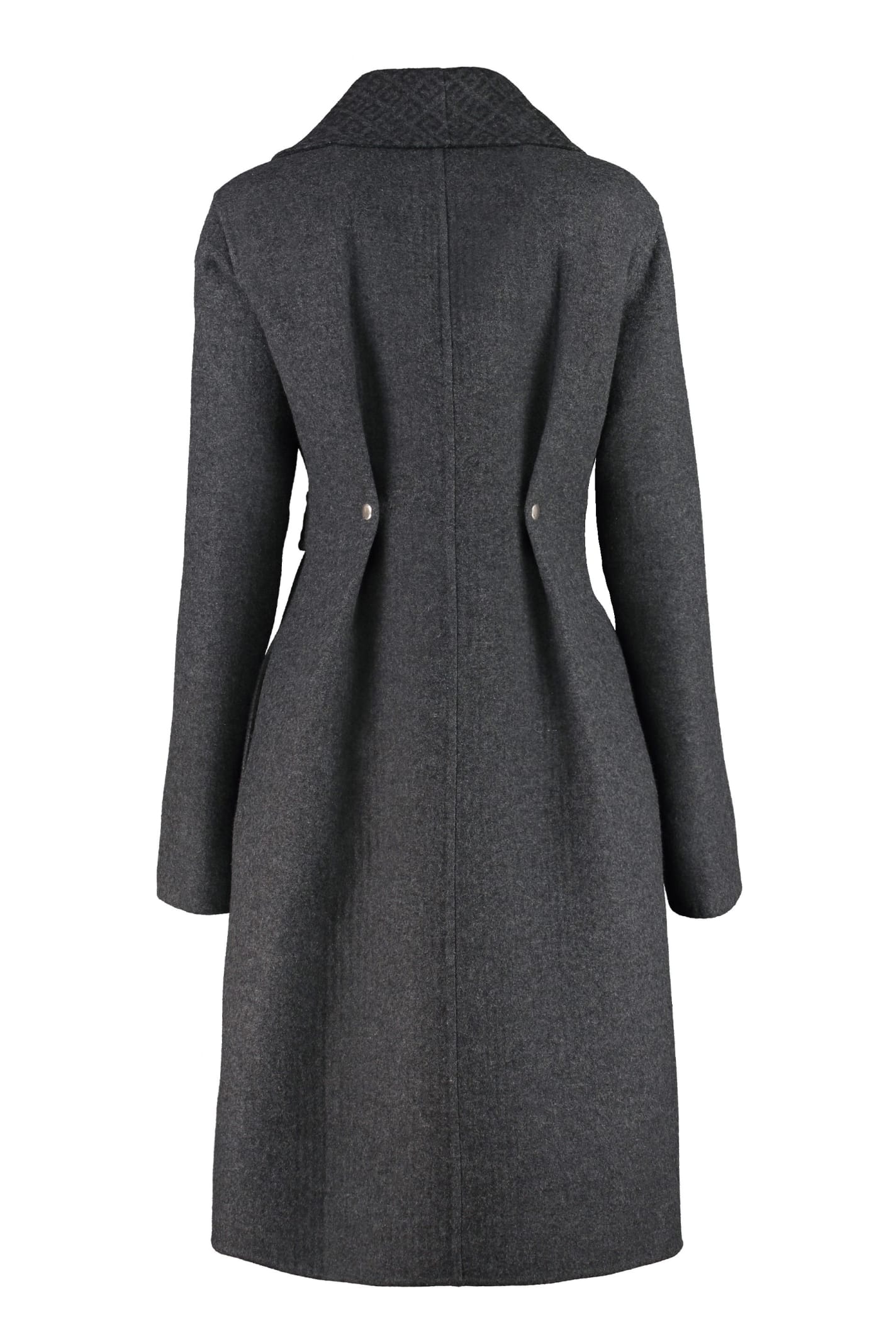 Shop Givenchy Belted Coat In Grey/ Deep Black