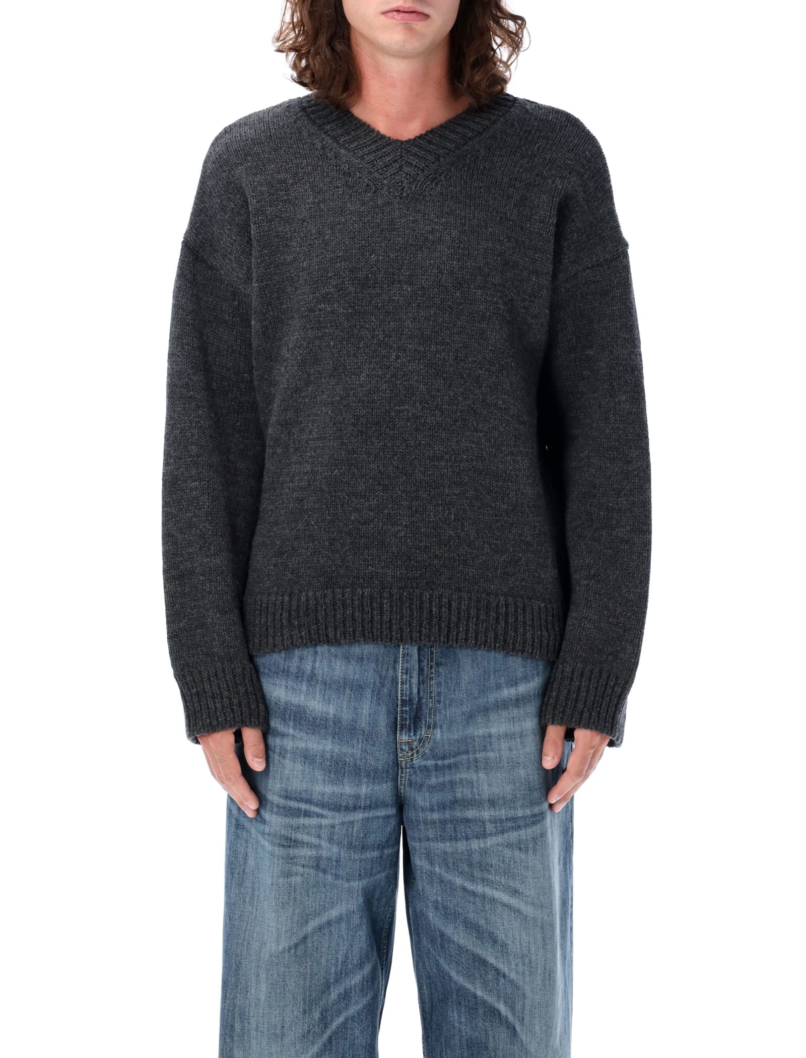 Shop Our Legacy V-neck Sweater In Ash Melange