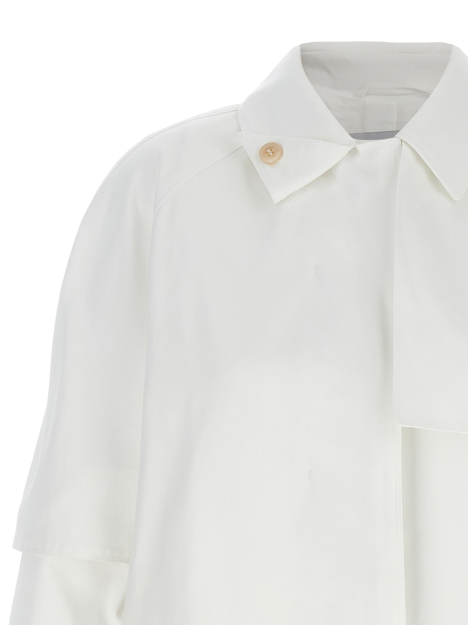 Max Mara Cotton Gabardine Trench Coat In White