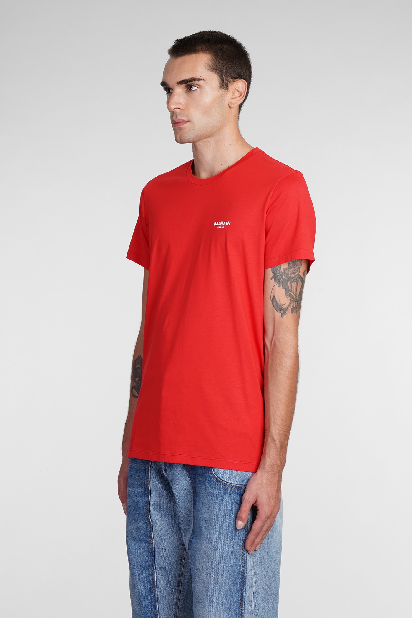 Shop Balmain T-shirt In Red Cotton